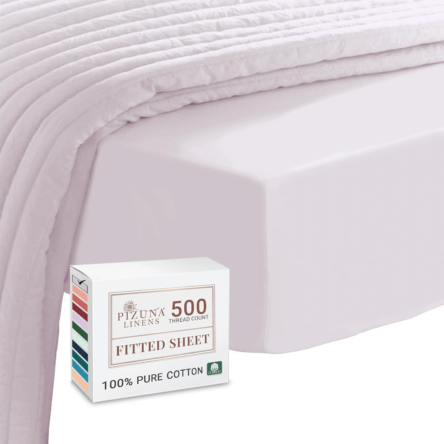 Pizuna Cotton Super King Fitted Sheet, 500 Thread Count 100% Combed Cotton Sateen Weave Superking Fitted Sheet with Extra Deep Pocket Fits Upto 40 Cm (Antique Silver Fitted Sheet - 1 PC) image number 2