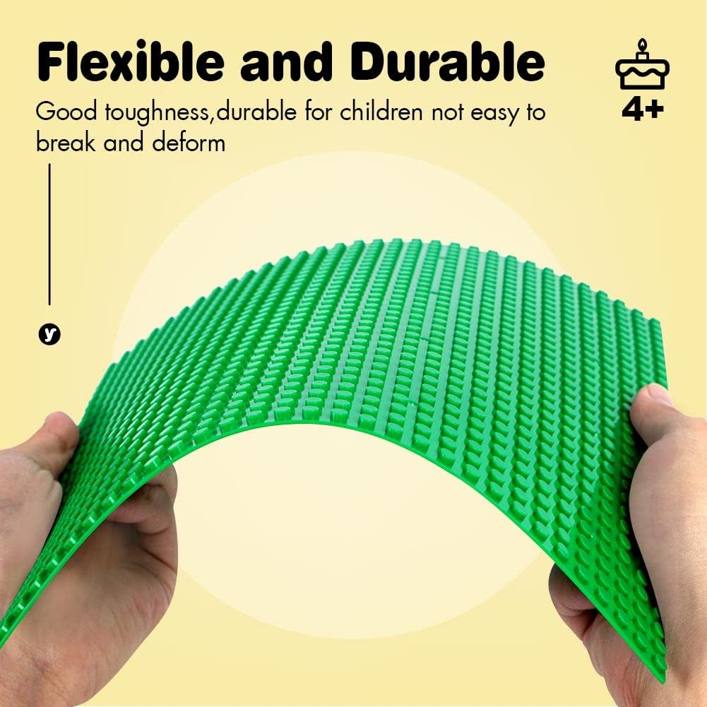 Lekebobor Classic Baseplates 10"X10" Building Brick, Compatible with Major Brands Building Base Plate, 4 Packs, Green - Multicolored image number 5