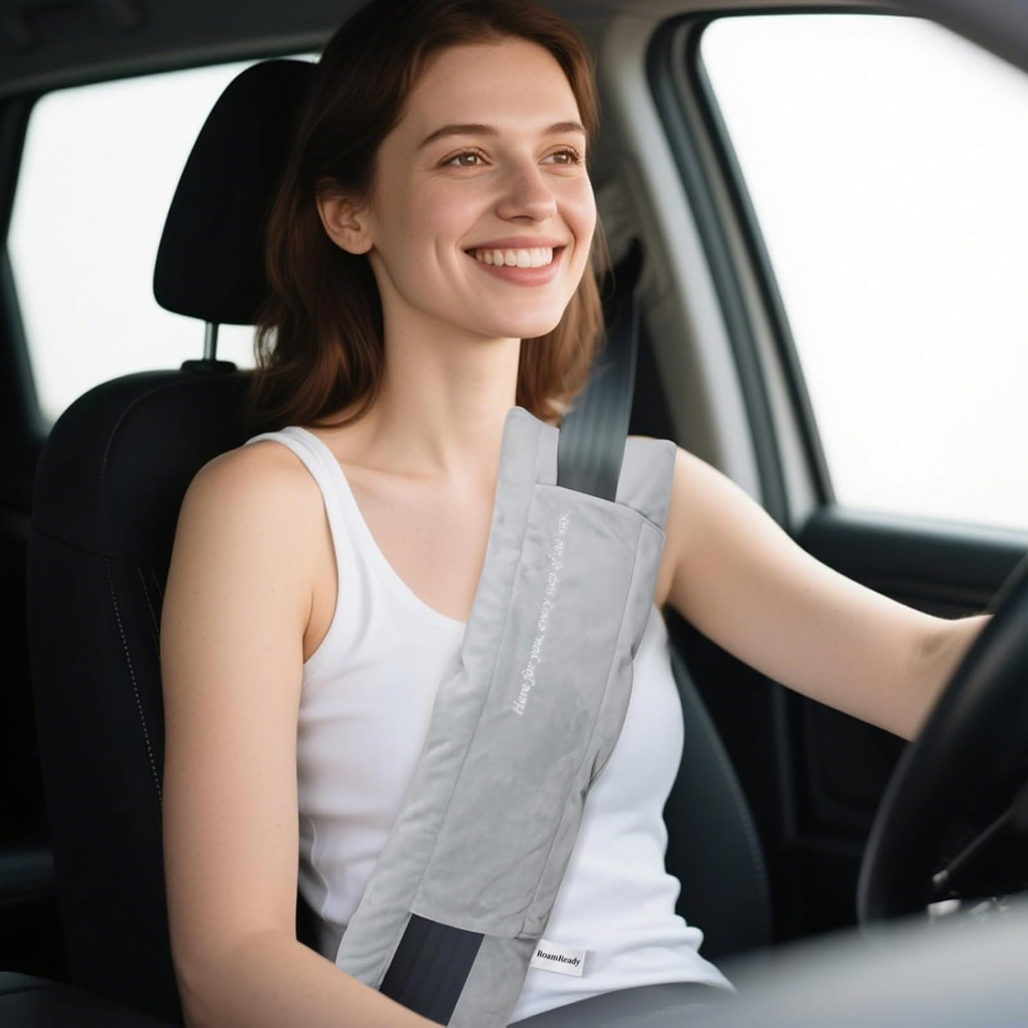 Roamready Seat Belt Pillow Post Surgery, Mastectomy Pillow for Hysterectomy Recovery Must Haves, Minky Protector for Breast Cancer, Heart Surgery Recovery Gifts, Light Gray image number 6