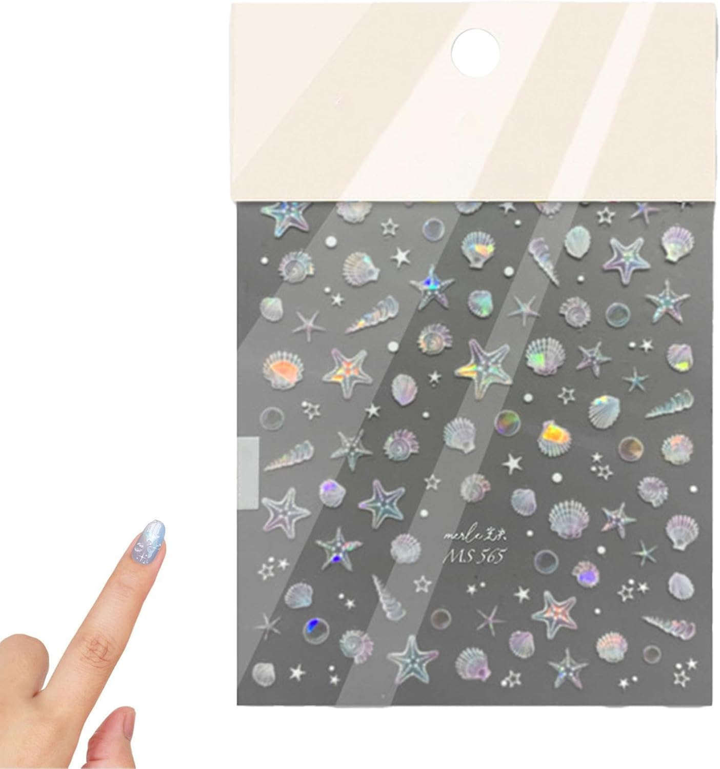 Summer Nail Decals - Summer Shells Glitter Nail Stickers Decor - High-Resolution Printing Decorations For, Dating, Daily Life, Work, and School image number 2