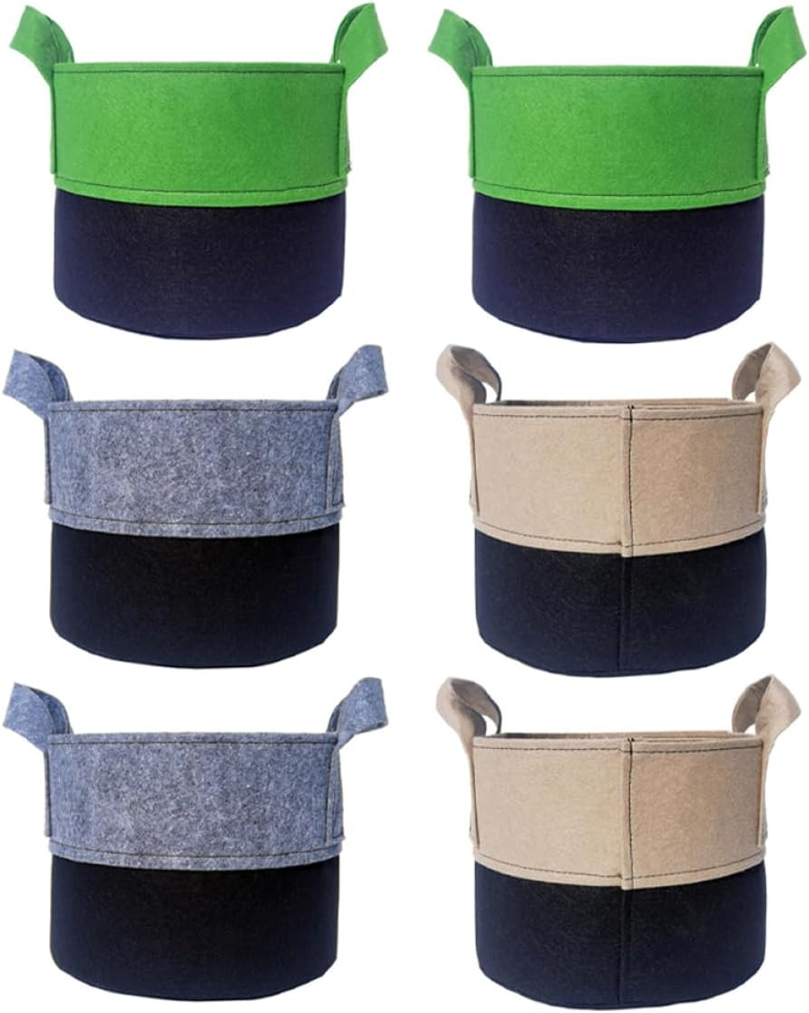 MERRYHAPY 6Pcs Felt Plant Growing Bags Breathable Potato Convenient for Vegetables Flower and Herb Gardening for Yards Balconies and Patios image number 6