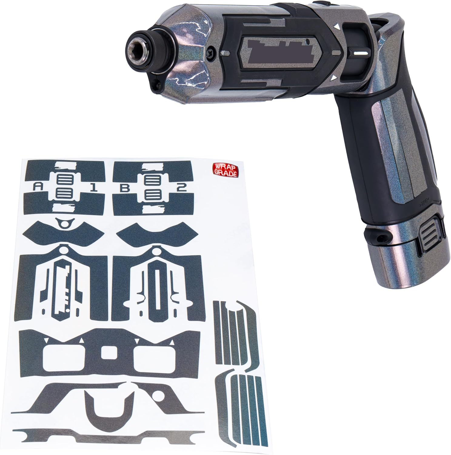 WRAPGRADE Custom Wrap Decal Stickers Compatible with Makita TD022D Impact Driver (Chaos Tribal Blue) - Chaos Tribal Blue image number 4