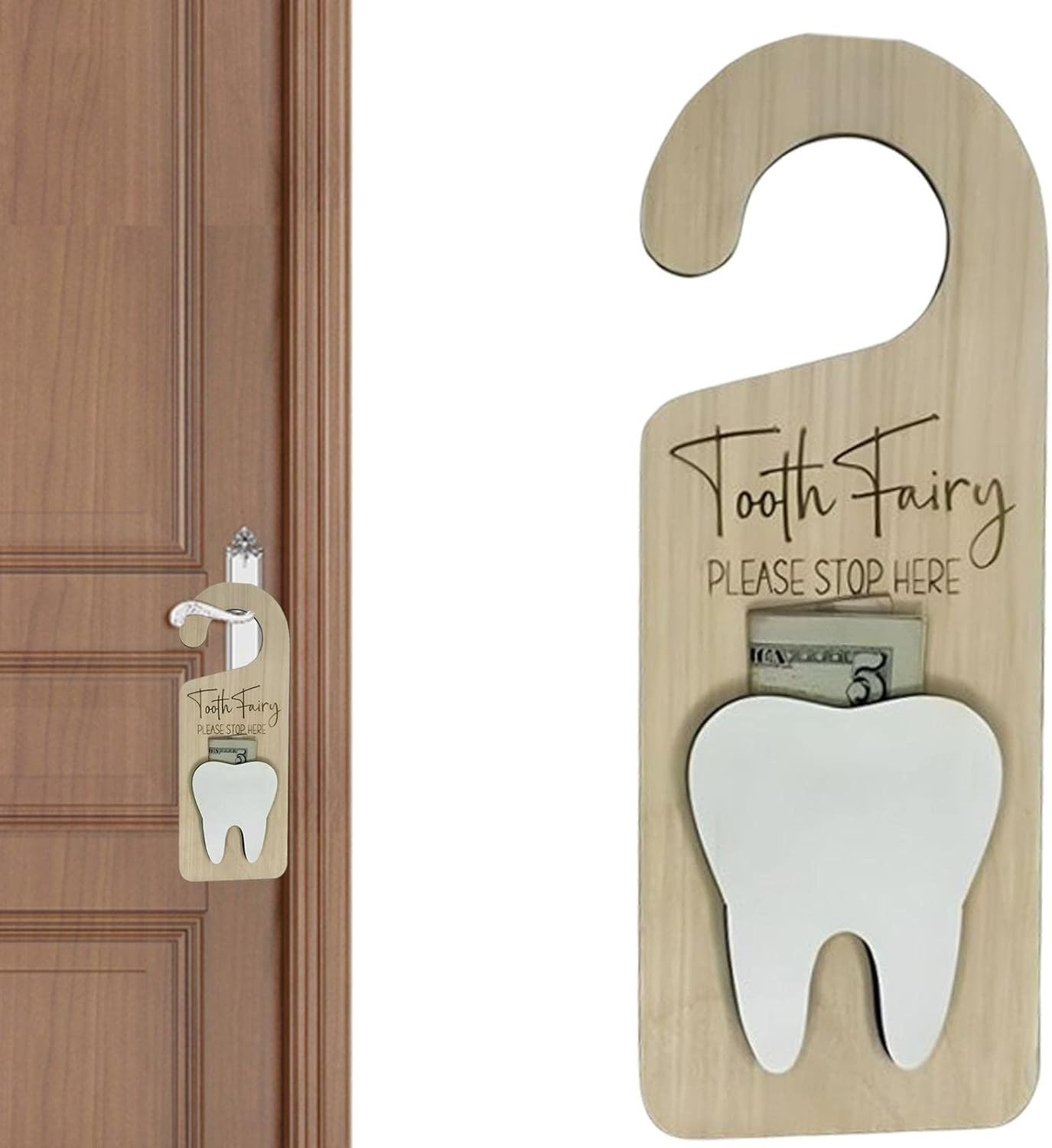 Kids Teeth Door Hanger,Wooden Lost Teeth Holder Collection Box with Locker - Kids Room Keepsake Tooth Holders for Home, image number 5