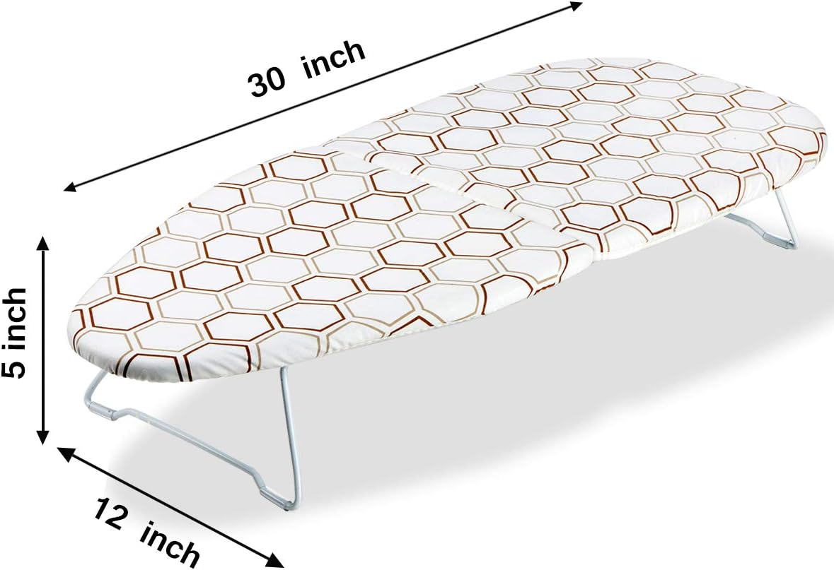 Sheechung Small Tabletop Ironing Board - Heavy Duty Ironing Board with Mesh Metal Base & 100% Cotton Cover,Hook for Hanging,Portable Folding Mini Iron Board for Sewing, Craft Room, Household, Dorm image number 3