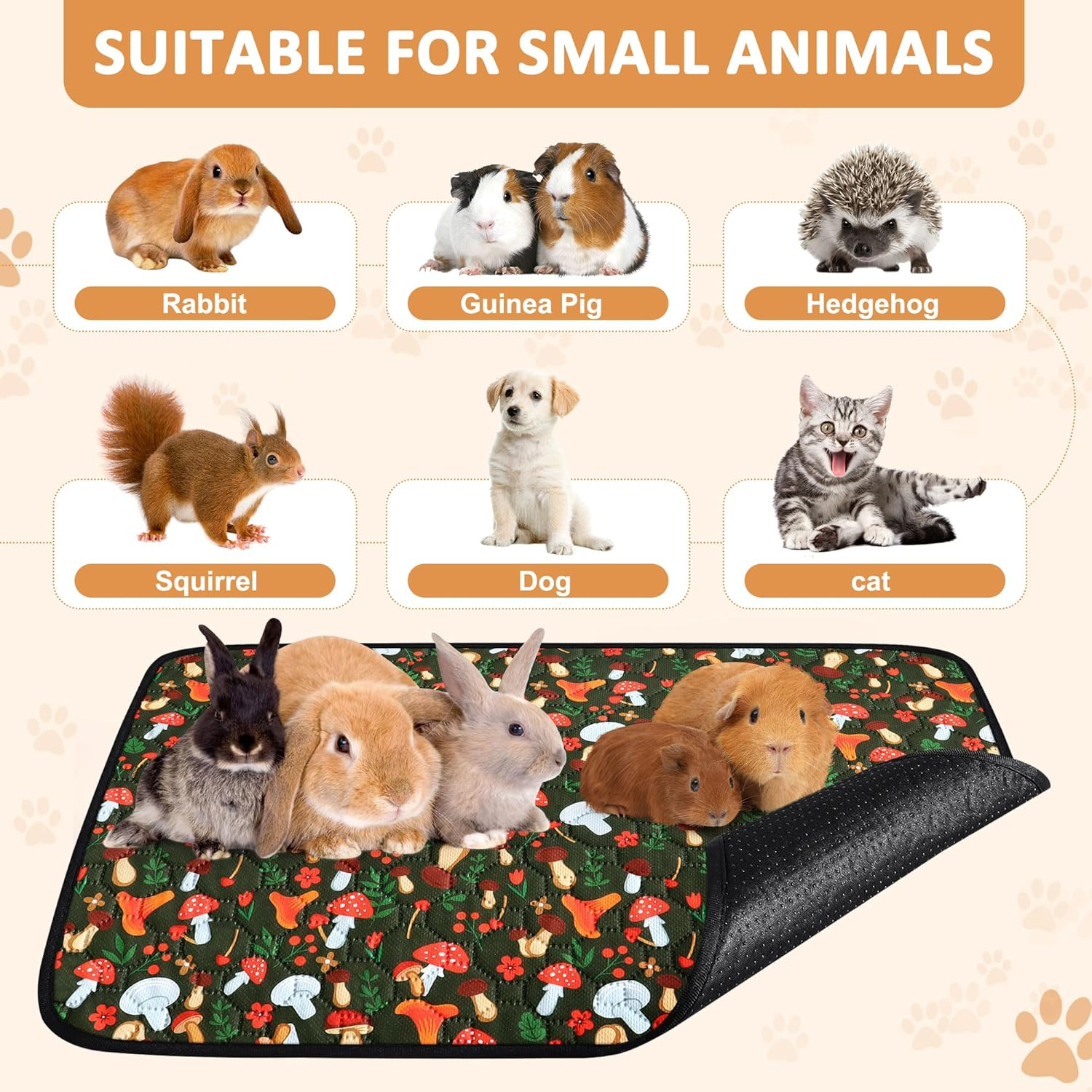 Pack of 2 PIPI Pads for Guinea Pigs, Super Absorbent Small Animal Pee Pads, Waterproof Pipipads for Guinea Pigs, for Small Animals, Rabbits, Hamsters, Puppies, Washable and Reusable image number 1