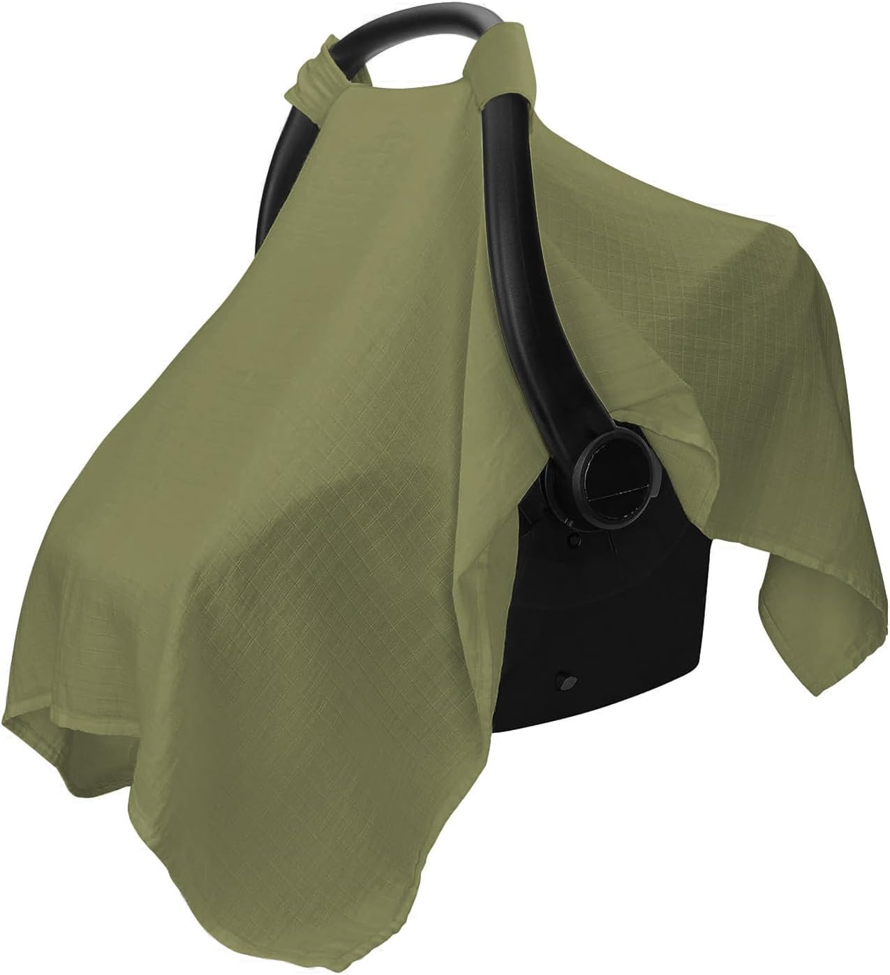 Liangang Baby Car Seat Cover - Soft, Breathable Bamboo Rayon and Muslin Cotton Blend - Lightweight Canopy for Sun, Bug, and Comfort Protection - Large Size Infant Seat Cover (Blue)