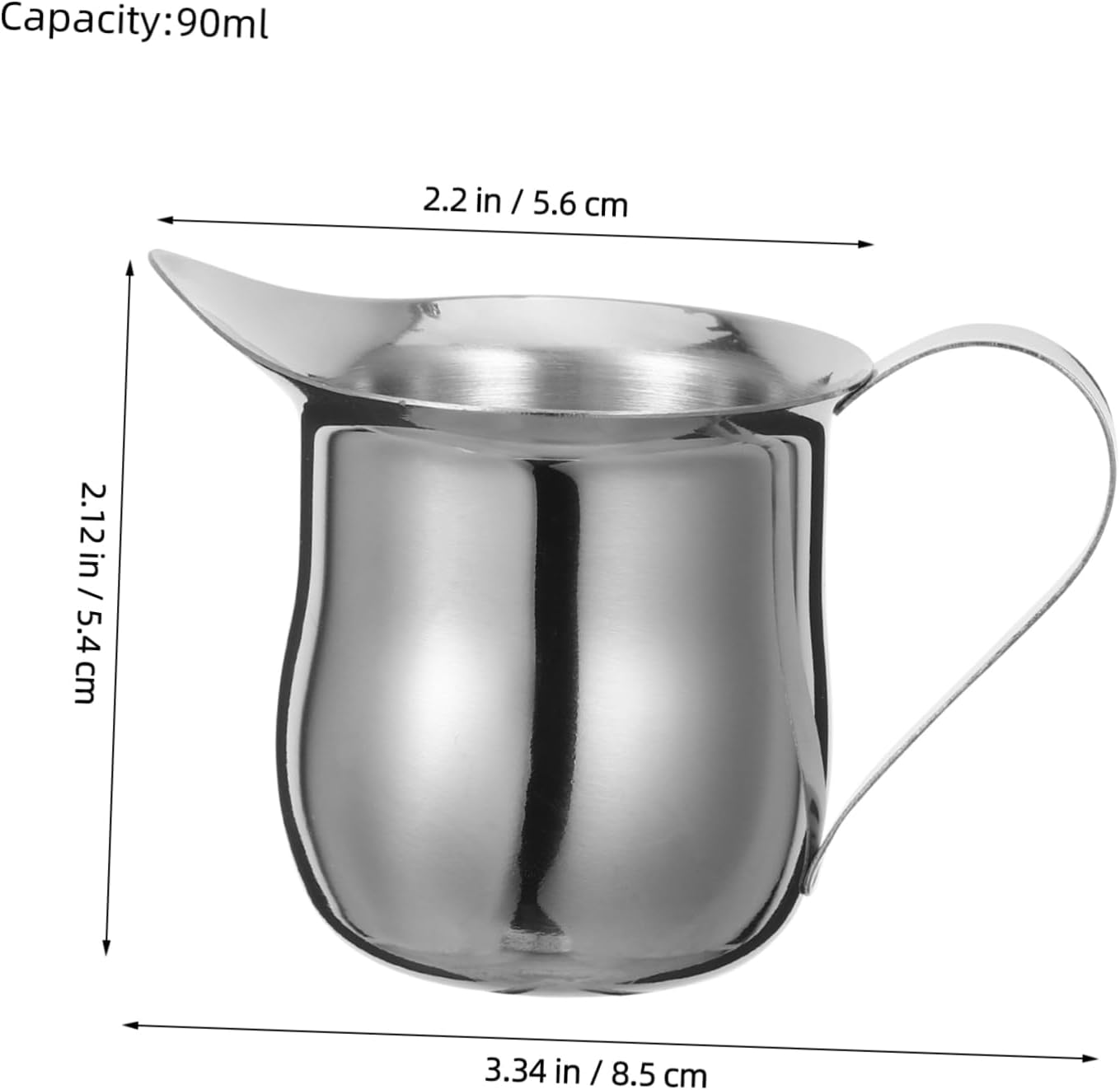 MOKKHNB 2Pcs Stainless Steel Milk Frother Pitchers 3Oz/90Ml Small Espresso Steaming Jugs Metal Milk Jug Cups for Coffee Latte Art Accessories image number 2
