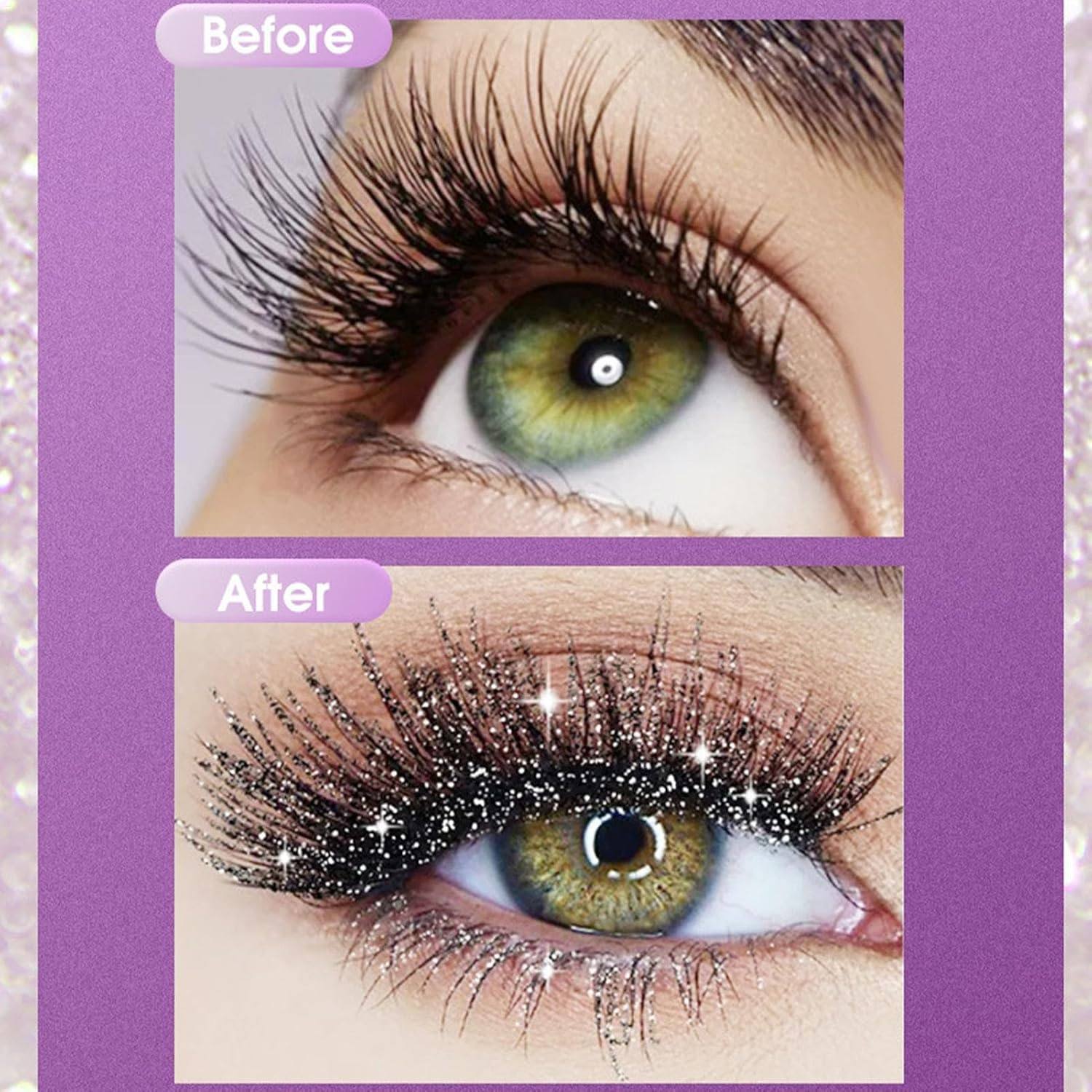 Glitter Mascara Eyeshadow - Lengthening Volumizing Colorful Mascara | Thick Shiny Eyelash Curling Extension Makeup | Sparkling Diamonds Silver Mascara | Waterproof Colorful Lashes for Eyelashes, image number 5