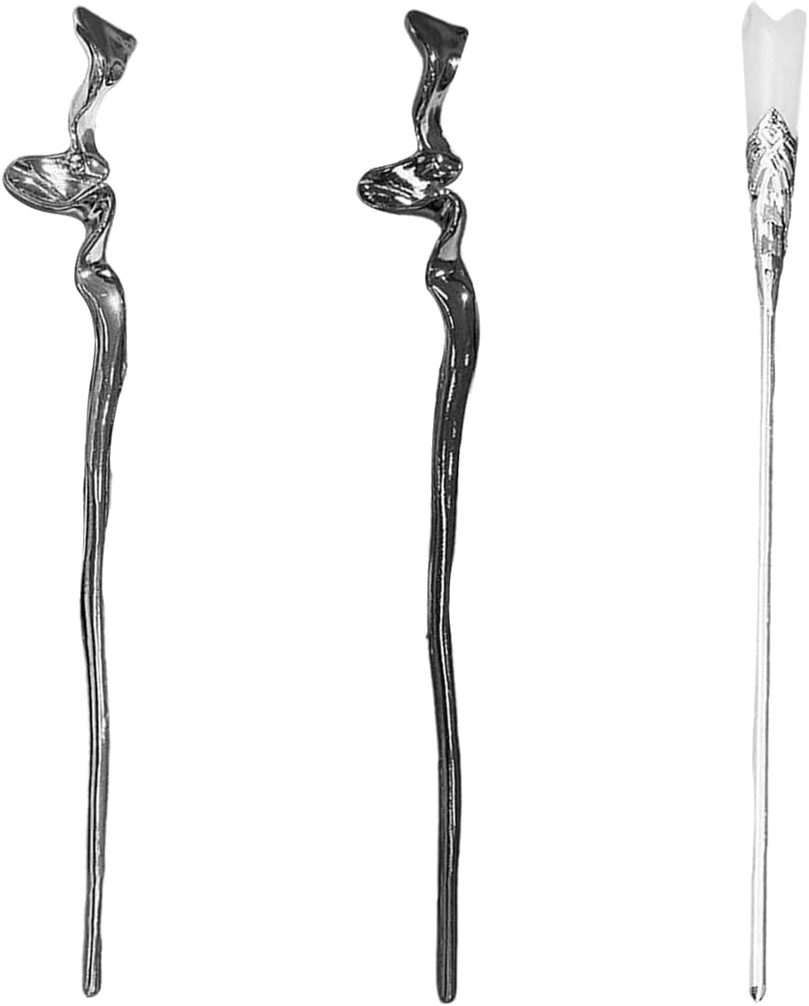 3 Pieces Metal Hairpin Retro Women Hairpin Elee Hair Pin Ethnic Style Hairpin with Fixed Plate Hairstyle Decoration Accessories image number 2