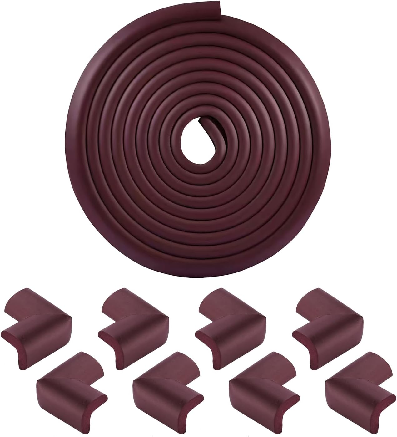 Aedlcal Edge Corner Protector, Baby Proofing Edge Protector Pre-Taped Edge Protector Strip with 8 Corner Guards Soft Rubber Foam Cushion Furniture Corner & Edge Safety Bumpers (Brown, 32.8Ft/10M) image number 2