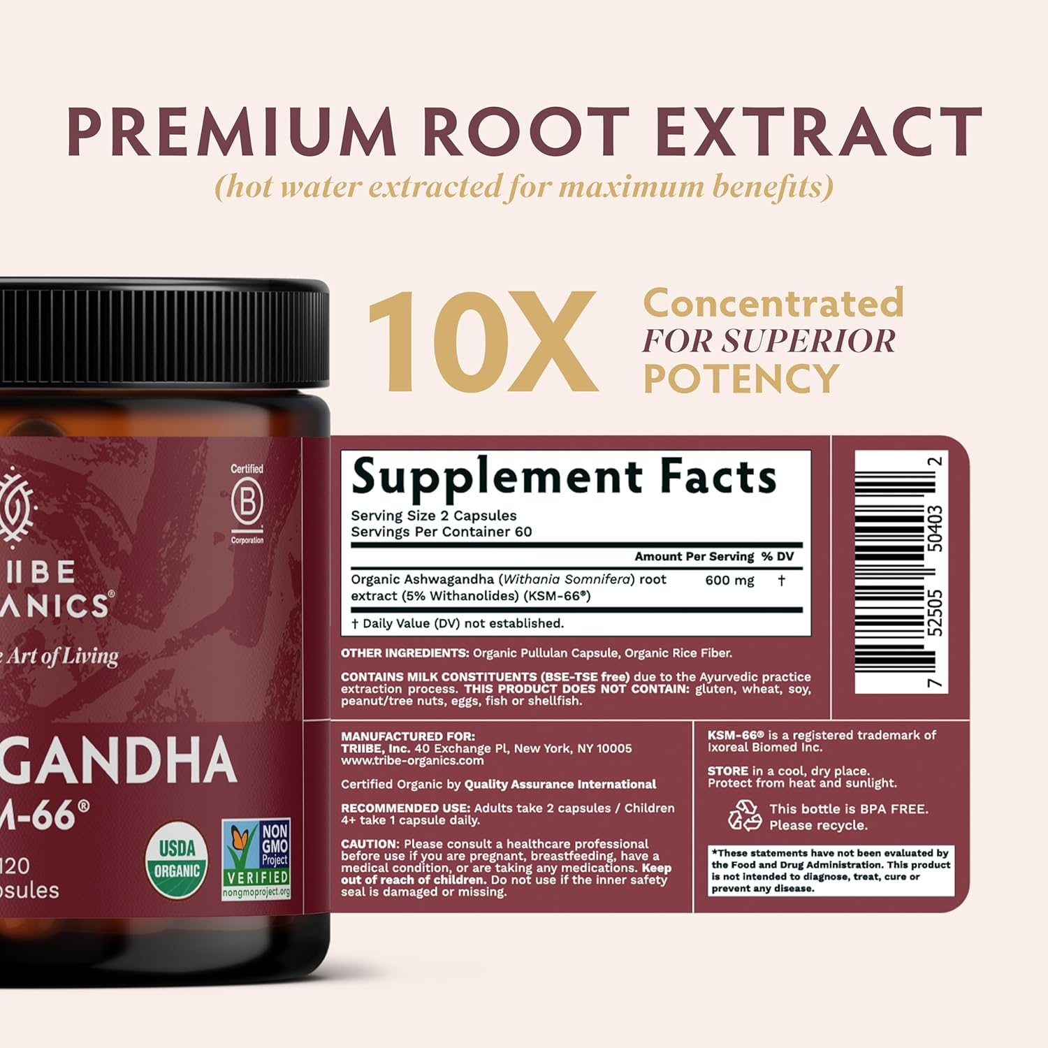 KSM-66 Organic Ashwagandha Capsules, Pure Root Powder Extract - 120 Vegetarian Vcaps - Highest Potency 5% Withanolides - Stress & Anxiety Relief, Cortisol Manager, Adrenal Support, Thyroid Support image number 5