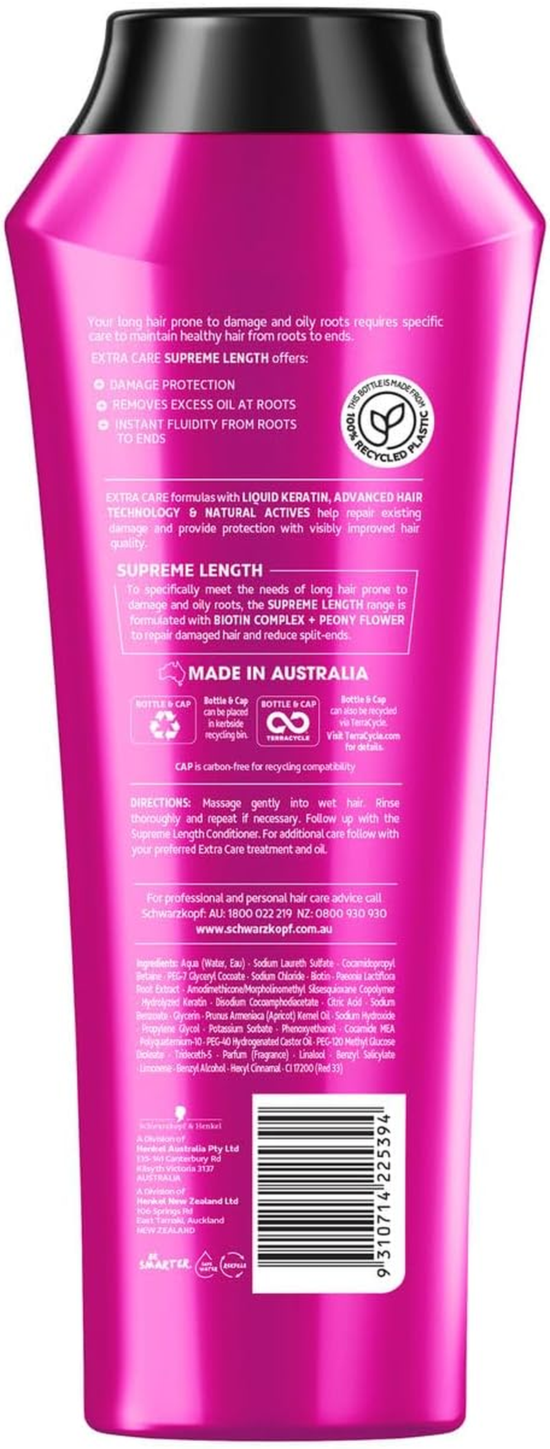 Schwarzkopf Extra Care Supreme Length Fortifying Shampoo 400 Ml