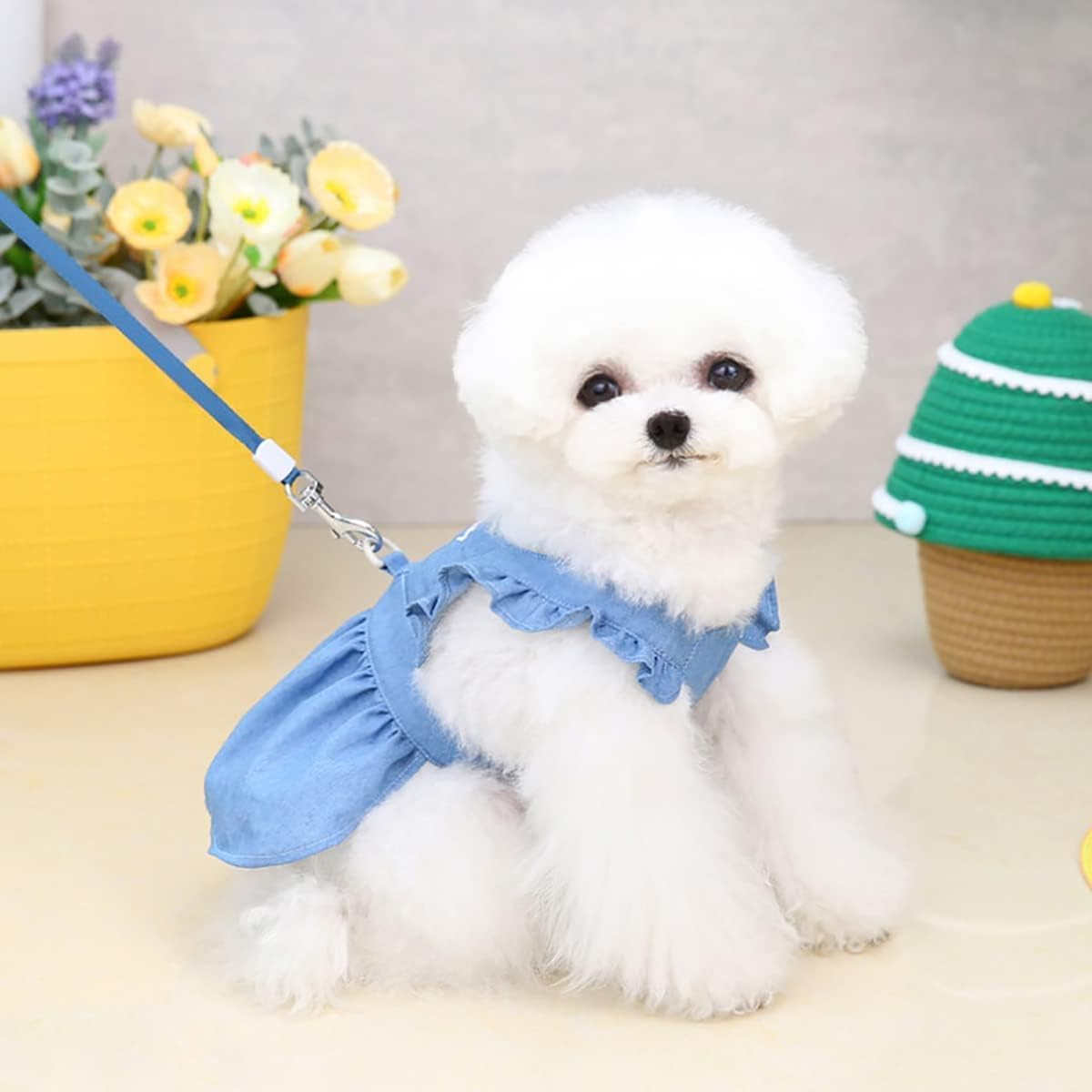 Dog Dress Puppy Luxury Skirt Dog Clothes Princess Dresses Wedding Evening Dress Tutu Skirt Denim Skirt for Small Dog Light Blue (Light Blue, S) image number 5