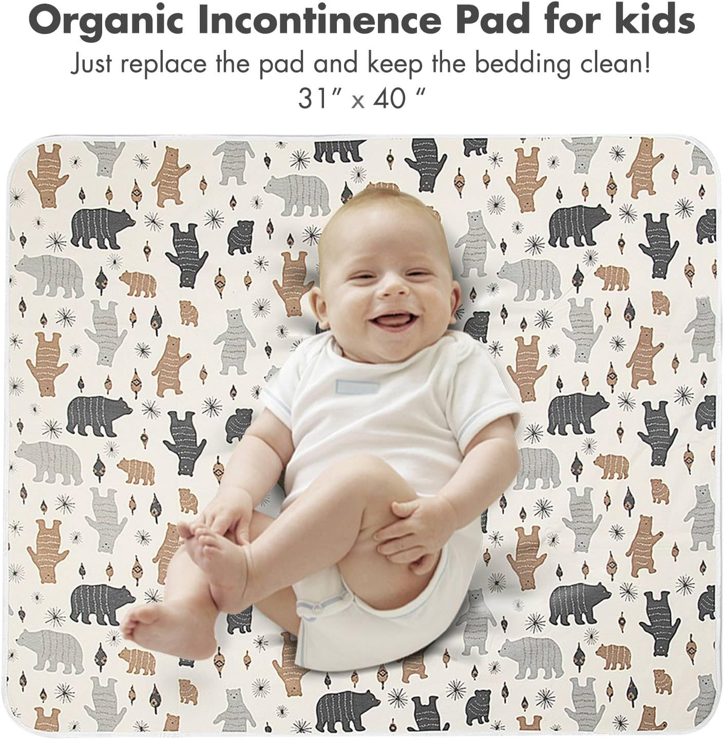 YIVEKO Baby Waterproof Bed Pad Washable Mattress Pad Reusable Underpads Bed Wetting Incontinence Cover for Baby Toddler Children and Adults