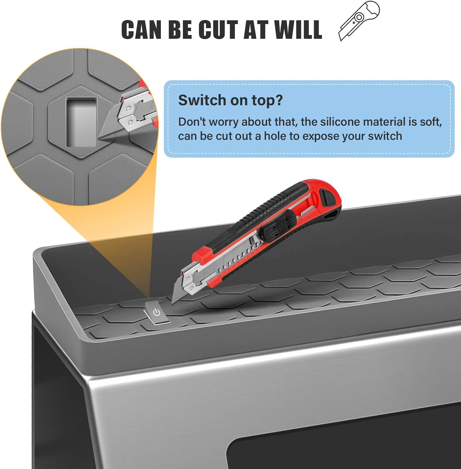 HOOMTREE 30 Inch Stove Top Shelf,Magnetic Silicone Shelf for Stove Top,Segmented Spice Storage Rack Kitchen Organization Shelf,Over Stove Spice Rack Organizer,Stovetop Storage Kitchen Gadgets (Grey) image number 6