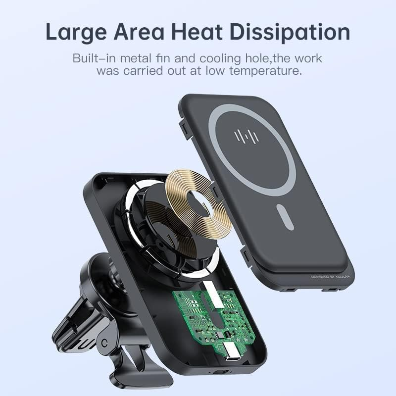 Duky Car Mount Charger Wireless 15W Car Holder for Iphone, Magnetic Car Phone Holder Mount Wireless Fast Charging for Magsafe Charger Fits Iphone 16 Pro Max plus 15 14 13 12 Magnetic Safe Case image number 6