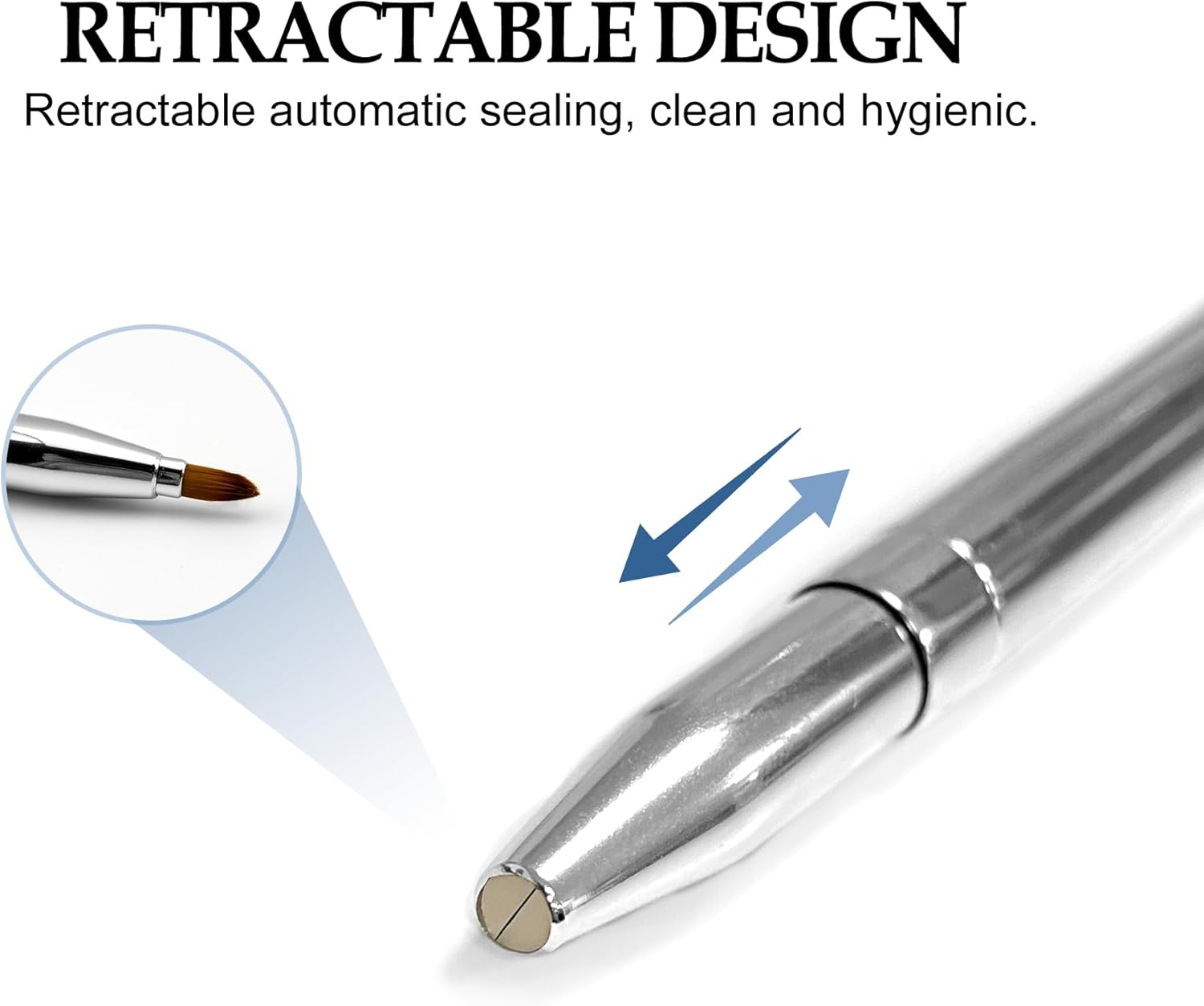 Double-Ended Lip Makeup Brush, Retractable Lip Brush for Lipstick, Lip Gloss, Eyeshadow (Silver) image number 5