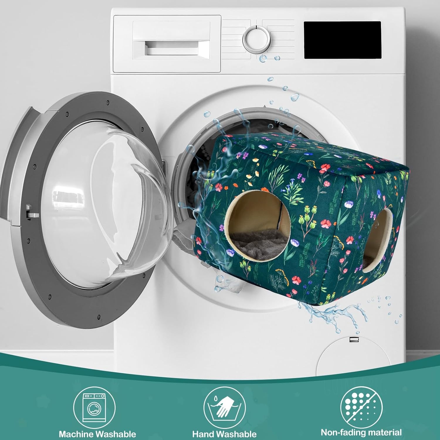 Hedgeink Guinea Pig Hideout Rabbit Bed Cubic Guinea Pig House Accessories Machine Washable Rabbit House Hideaway Hamster Bed for Bunny Chinchilla Ferret Small Pets image number 5