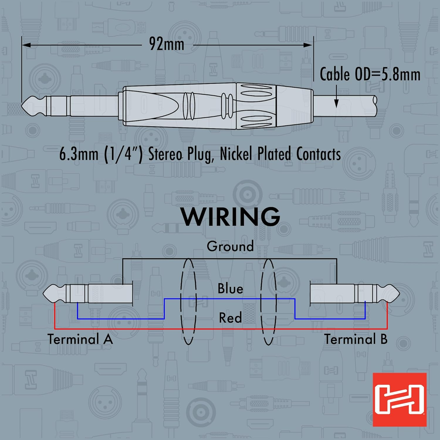 Hosa HSS-010 REAN 1/4" TRS to REAN 1/4" TRS Pro Balanced Interconnect, 10 Feet, Speaker image number 2