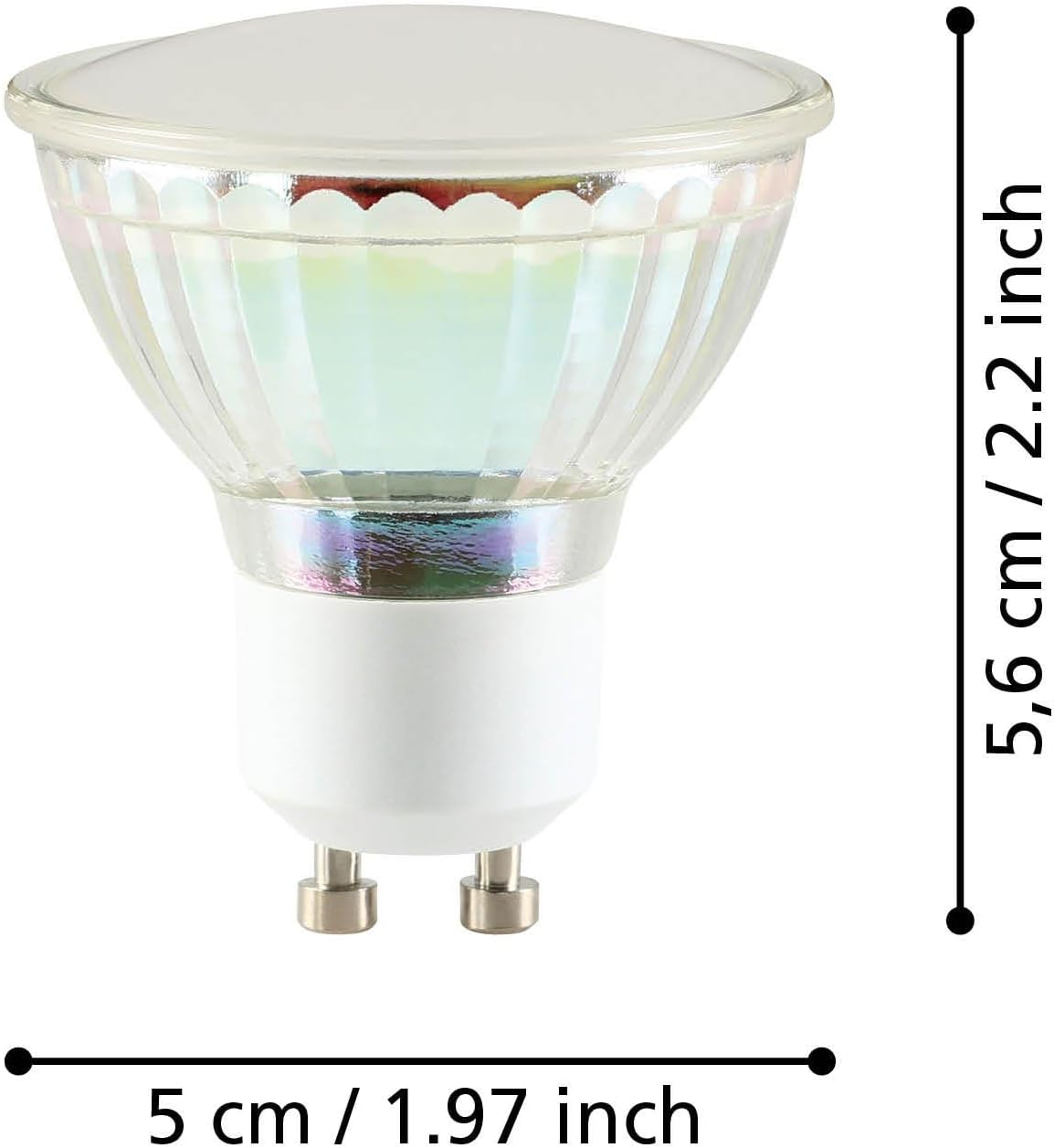 EGLO Set of 2 LED Light Bulbs, GU10 Reflector Lamps, 3 Watts Each (Equivalent to 24 Watt), 240 Lumen, Warm White Glow, 3000 Kelvin, Spotlights, &Oslash; 2"