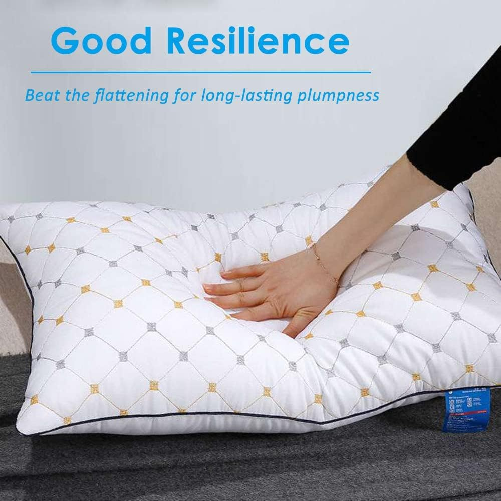 4-Pack Queen Bed Pillows for Sleeping &ndash; Hotel Quality, Hypoallergenic, Soft & Supportive, Medium Height Pillow, Checked Pattern, Removable Cotton Covers, Machine Washable &ndash; 74X48Cm image number 1