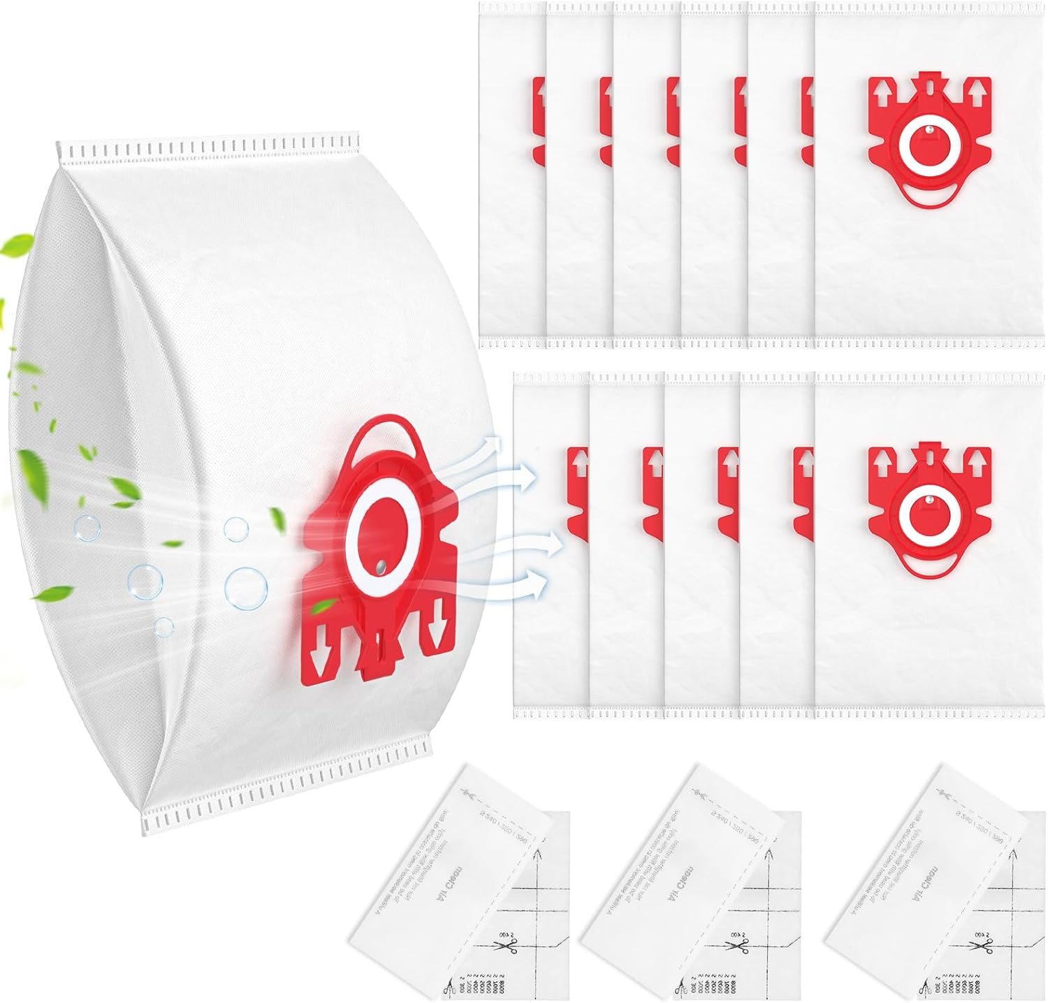 12 Pack 3D Airclean Dust Bags for Miele FJM Vacuum Compact C2 Compact C1 Complete C1 S241 S290 S300I S500 S700 S4 S6 Series Canister Vacuum Cleaner image number 5