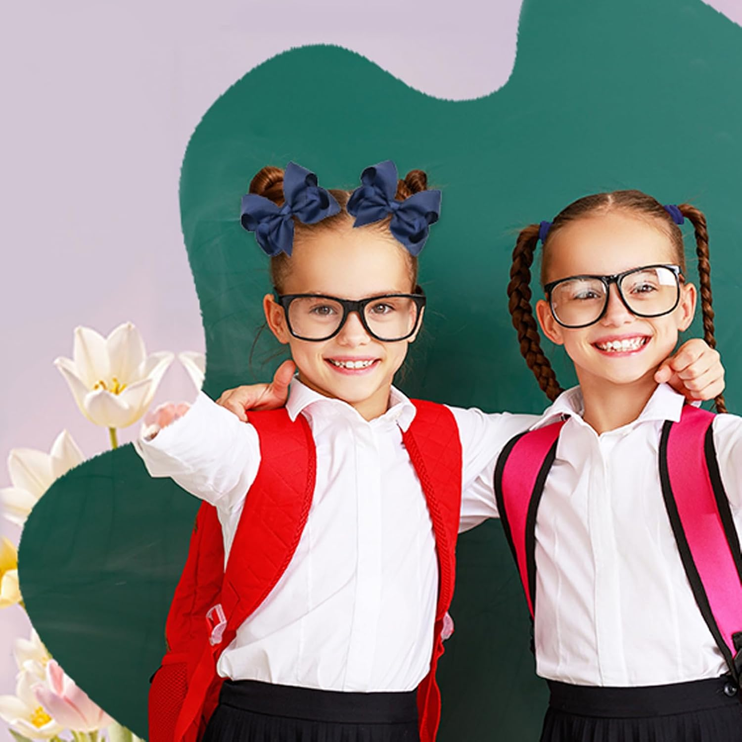 SSKHE Girls Hair Accessories Navy Blue 48 Pieces Hair Bows for Girls with Navy Headband, Blue Hair Clips, Ponytail Holders, Navy Blue Hair Accessories for Kids School image number 3