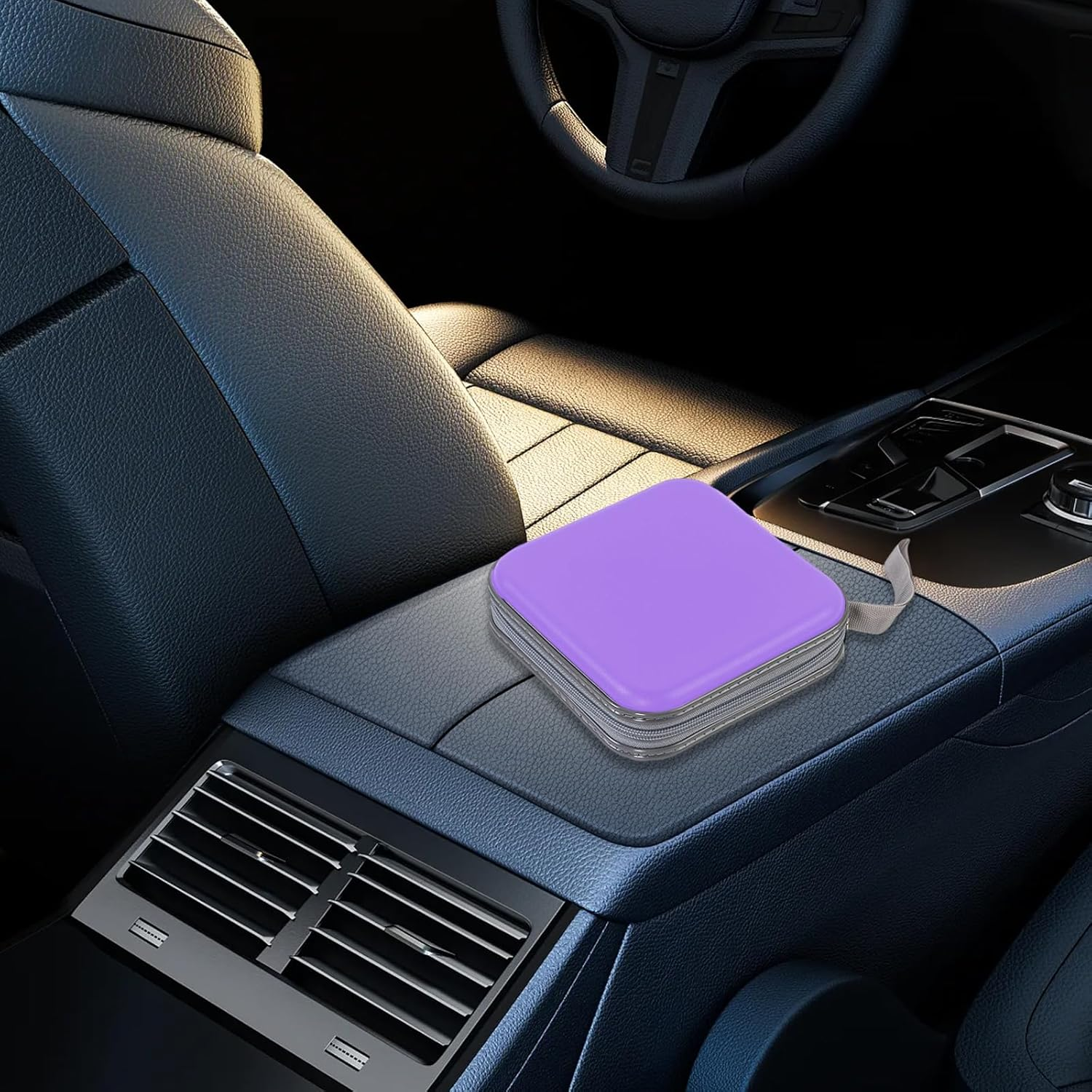 Augeny 48 Capacity CD Case, Portable DVD Hard Plastic Case Holder, Wallet Disc Storage Binder for Car, Home, Travel, Carrying Organizer, Universal Protective DVD Storage Zipper Box (Light Purple) image number 2