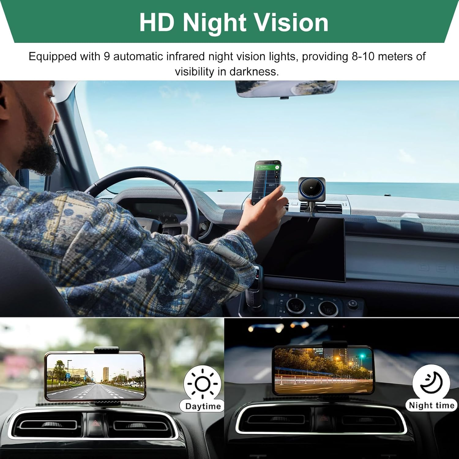 Wifi Car Backup Camera, HD 1080P Reverse/Rear View Camera, 175 Degree Wide Angle, Night Vision Back up Camera for Iphone for Ipad for Android Phones for Car Pickup SUV Sedan image number 1