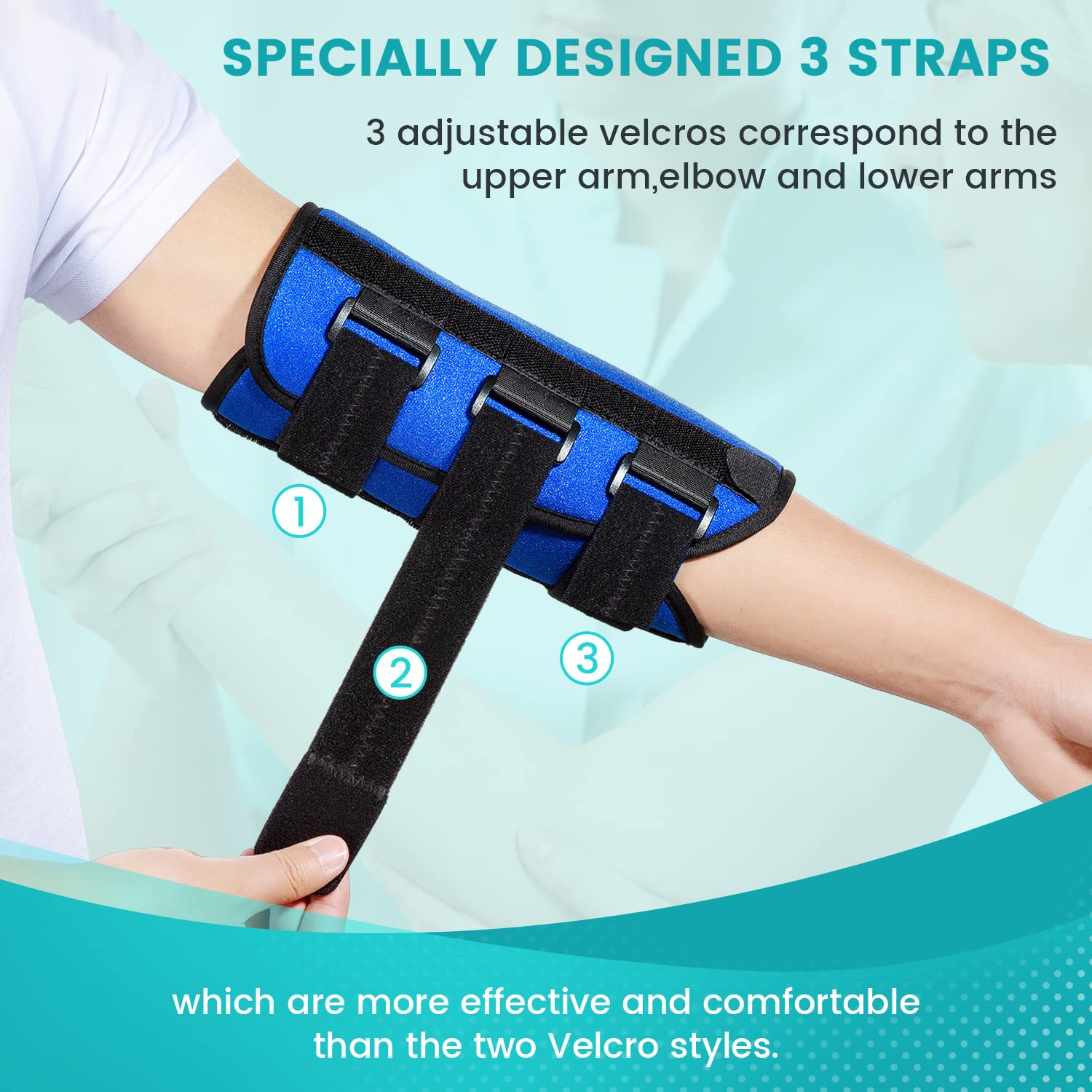 Elbow Brace,Elbow Splint for Cubital Tunnel Syndrome,Night Elbow Sleep Support with 3 Plastic Strips,For Ulnar Nerve, Tennis Elbow,Tendonitis,Fits for Men and Women, for Left and Right Arm - L/XL image number 4