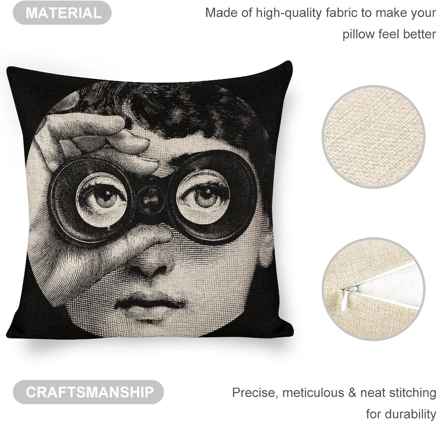 Aloked Lina Cavalieri Artificial Linen Throw Pillow Case, Decorative Cushion Cover Square Art Personalized Eye,Only Includes Pillowcase,18"X18"(45X45Cm),Style-16 image number 6