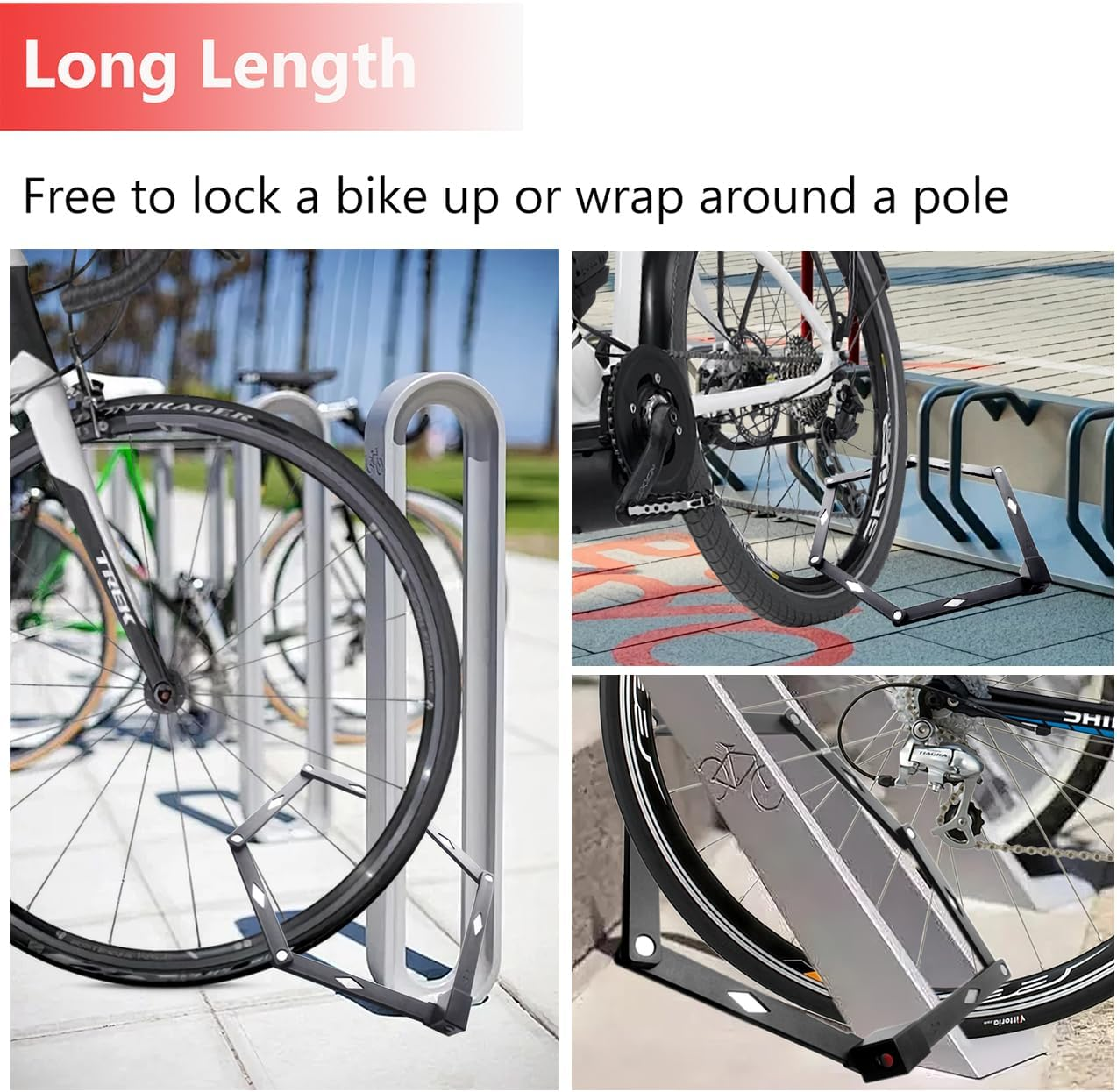 Reelau Folding Bike Lock, Alloy Steel Hinged Arms Bike Lock for MTB Road Bike Heavy Duty Foldable Bike Chain Lock Anti-Theft Bicycle Folding Lock with Bracket Bicycle Lock Strong Security image number 3