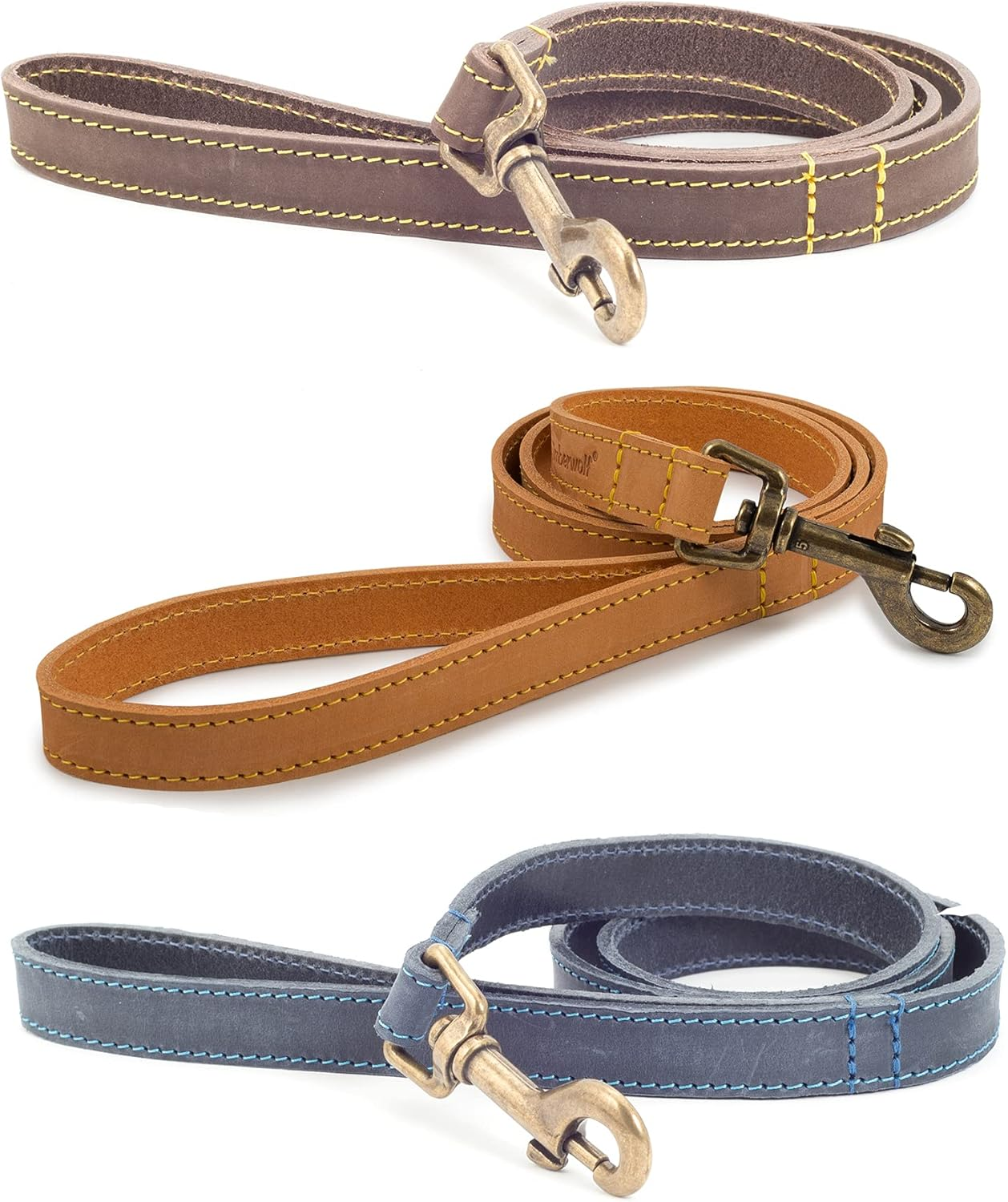 Ancol Timberwolf Leather Dog Lead, 1 M, Blue