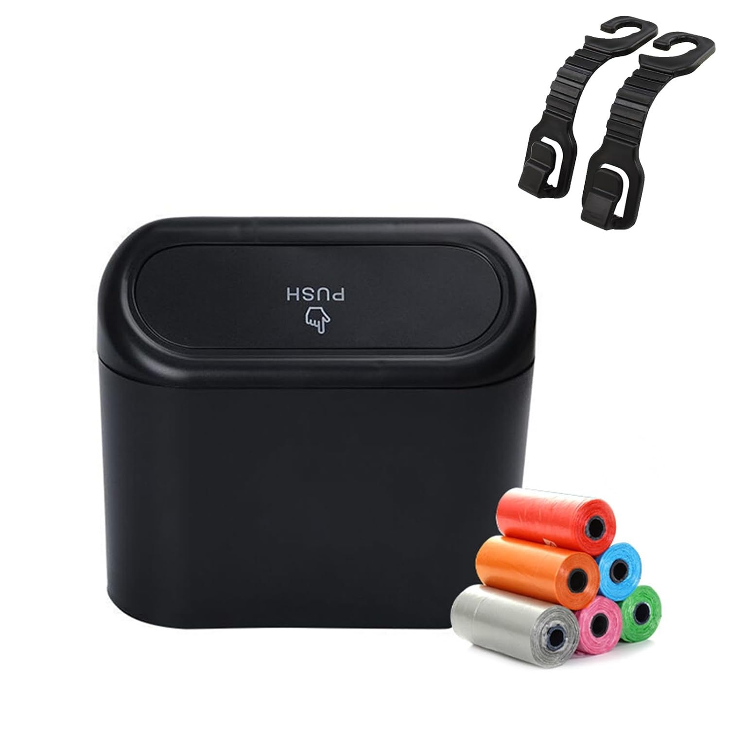 Car Trash Can Bin with Lid & 90PCS Trash Bags Small Car Garbage Can Leakproof Mini Car Accessories Trash Bin Car Dustbin Organizer Container for Car Office Home image number 6