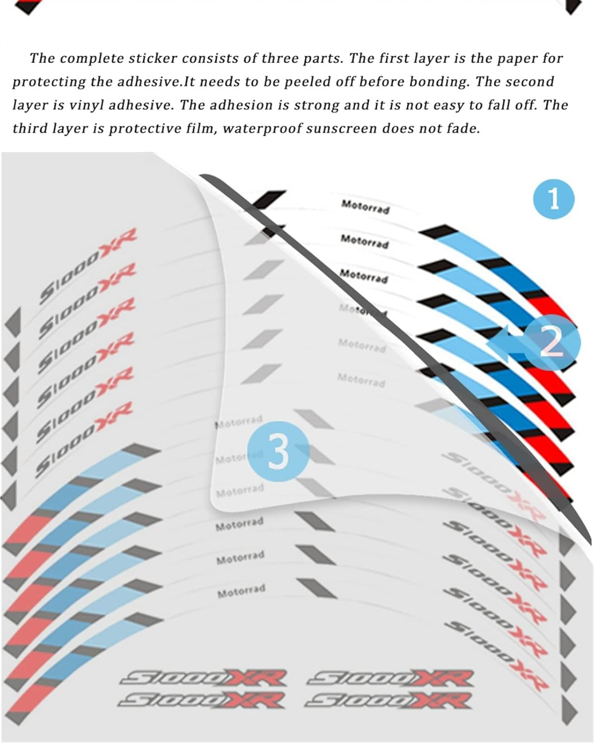 Stickers for Yamaha R1 YZFR1 Motorcycle Rim Stickers Rim Edge Sticker Rim Edge Stripes Reflective Decals Logo Accessories (Color : 2) image number 1