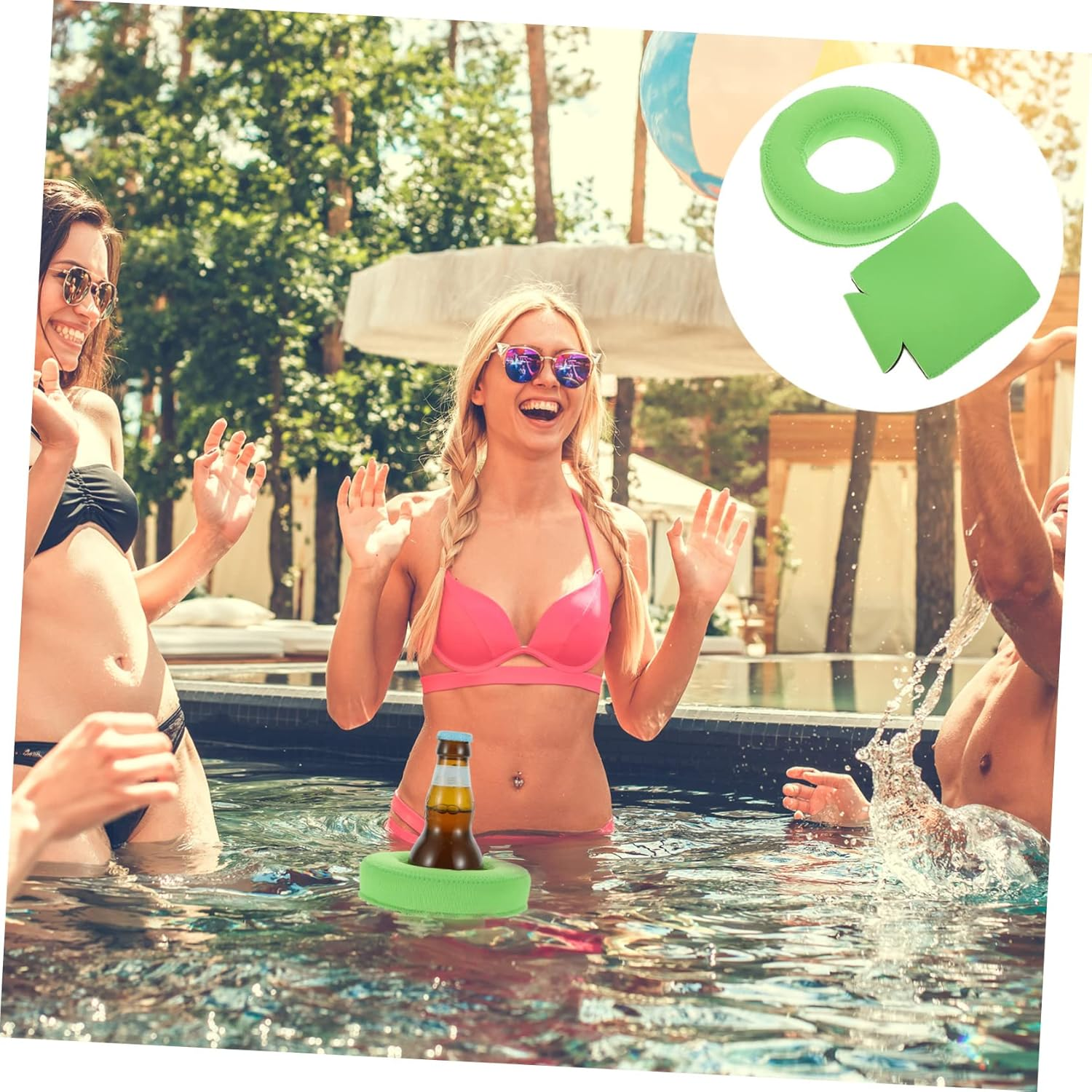 Ifundom 4Sets Floating Drink Holder for Pool Party Inflatable Pool Floats Coaster for Summer Beach Tub Lake Boat Water Activities image number 2