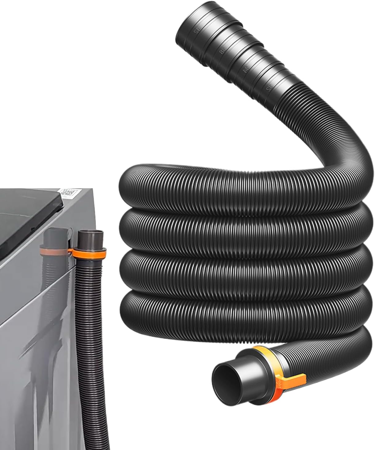 RV Water Hose, Caravan Waste Pipe, Heavy-Duty Foldable Drain Hose, 3 Meters/9.84 Feet, Compact Tubing, Easy-Connect Sewer for Marine, Camping, Travel, Outdoor image number 5