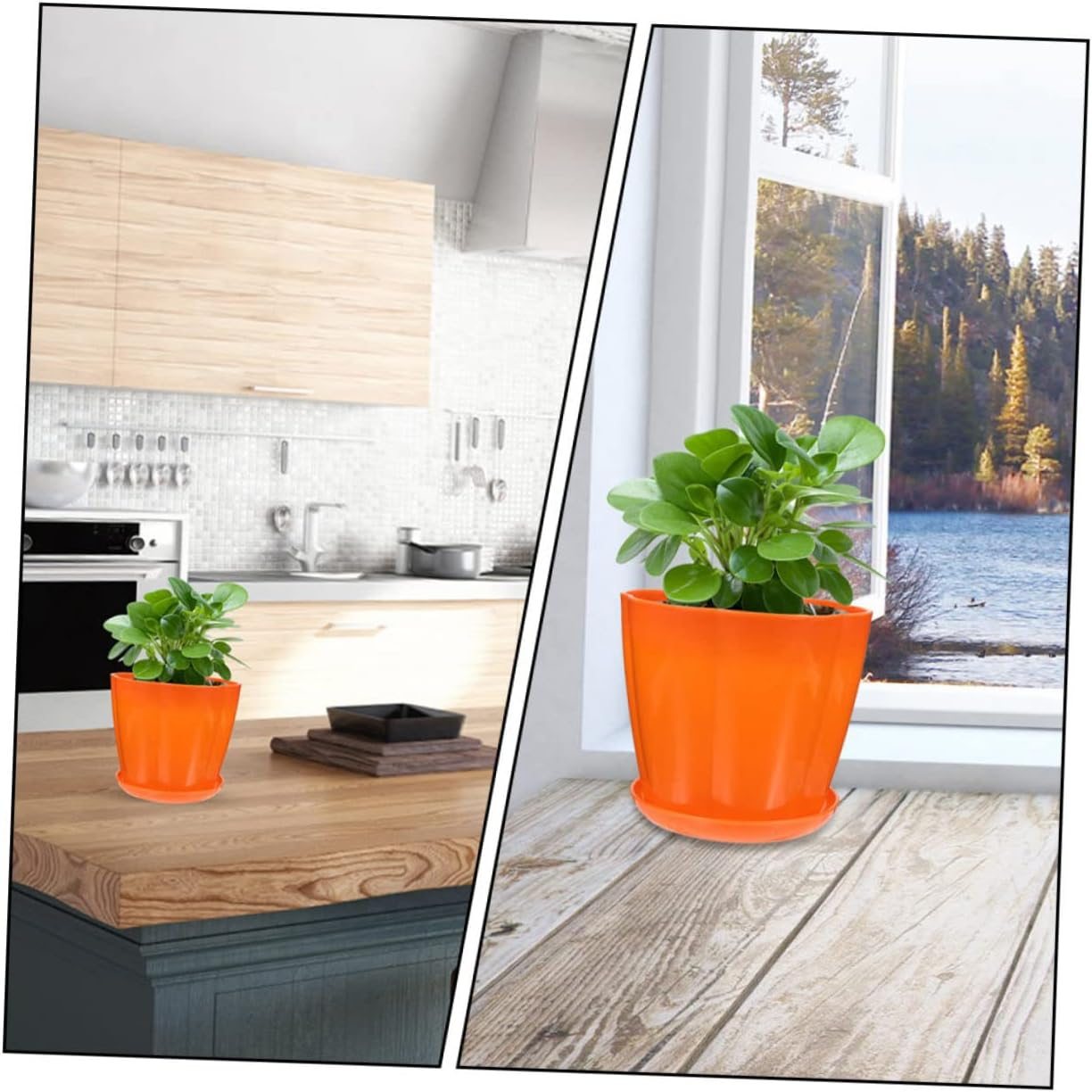 MERRYHAPY 12Pcs Resin Petal Plant Pots Flower Holders for Gardening Home Decor Easy Moveable Drainage image number 4