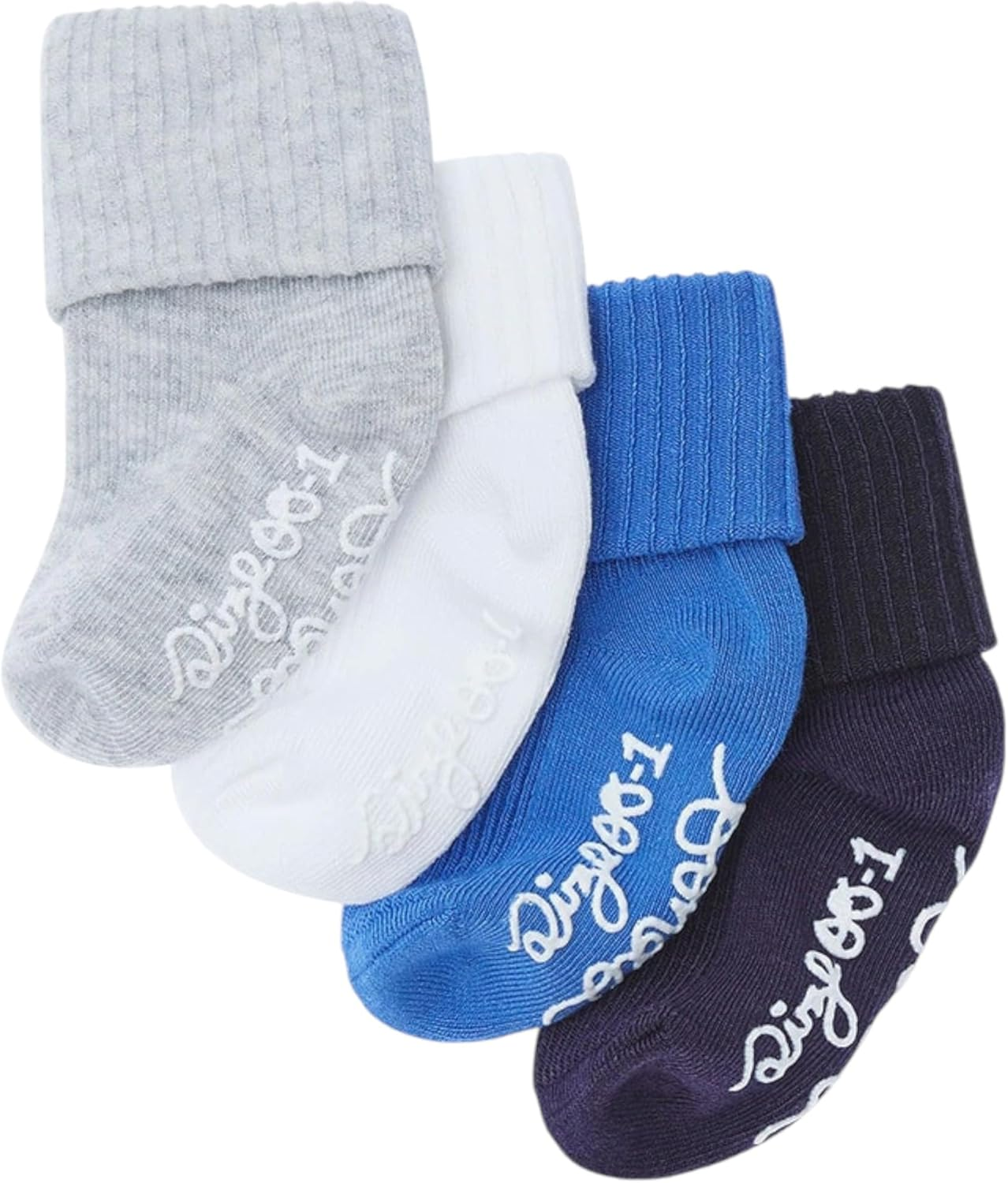 4 X Bonds Baby Super Soft Bamboo Cuff Blue/Navy/Grey/White Socks