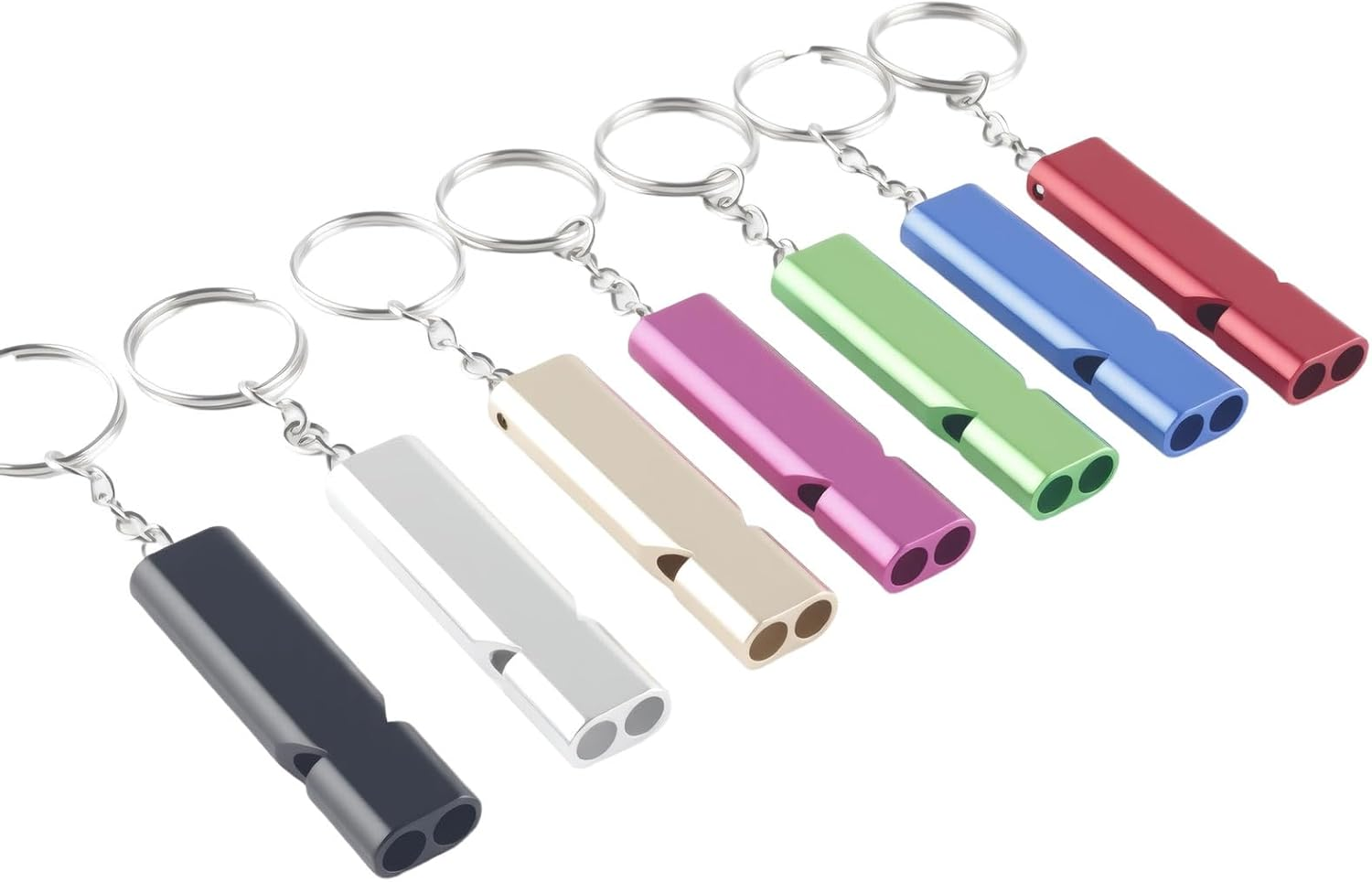 7 Pcs Emergency and Survival Whistle, Loud Stainless Steel Safety Whistle with Lanyard for Sports, Emergency, Survival and Outdoor Use