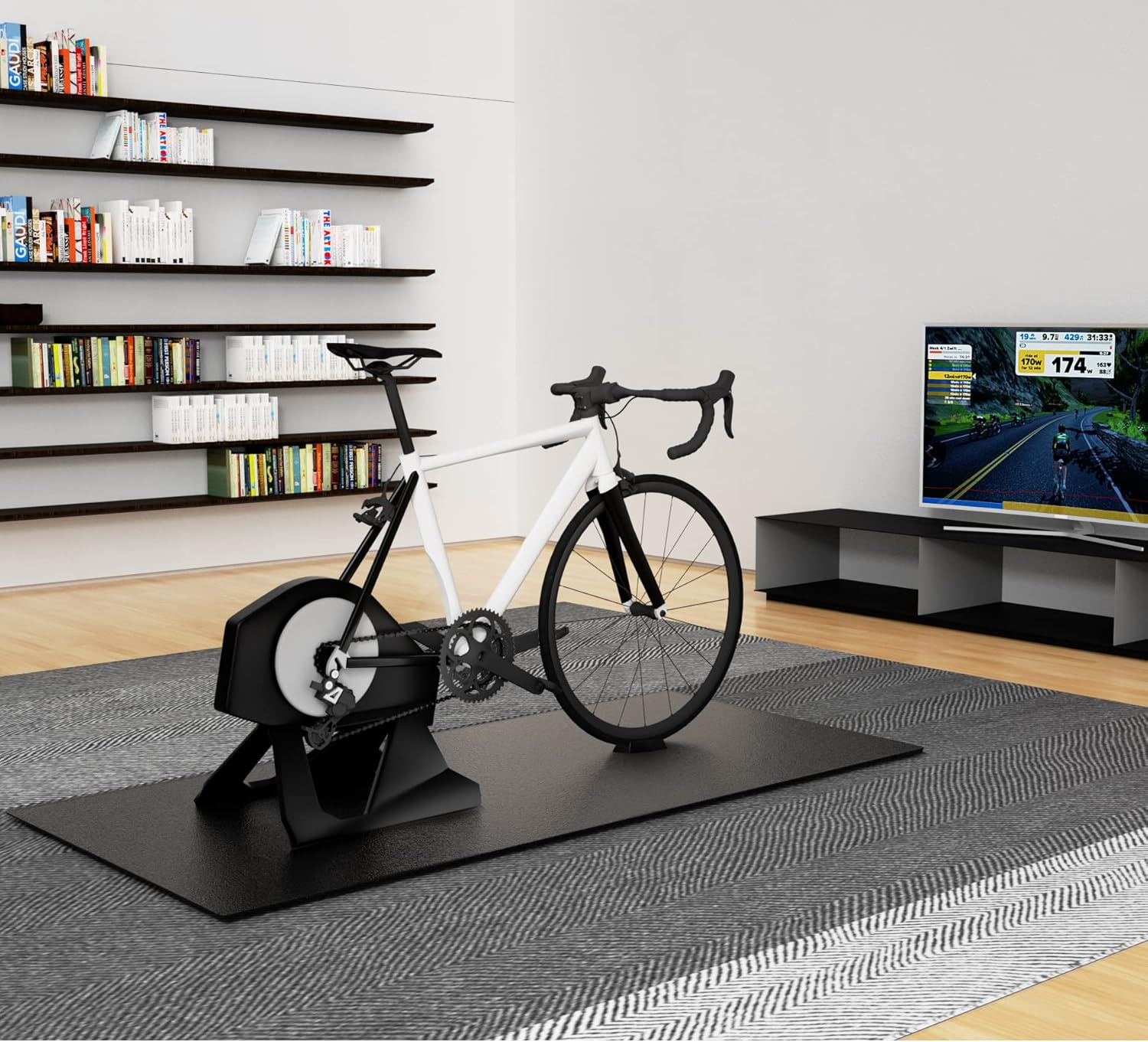 Cycleclub Bike Mat Compatible with Peloton Bike & Treadmill, 4/6Mm Thick, under Exercise Bike Trainer Mat Pad for Stationary Indoor Spin Bike,Hardwood Floor Carpet, Compatible with Wahoo Kick image number 1