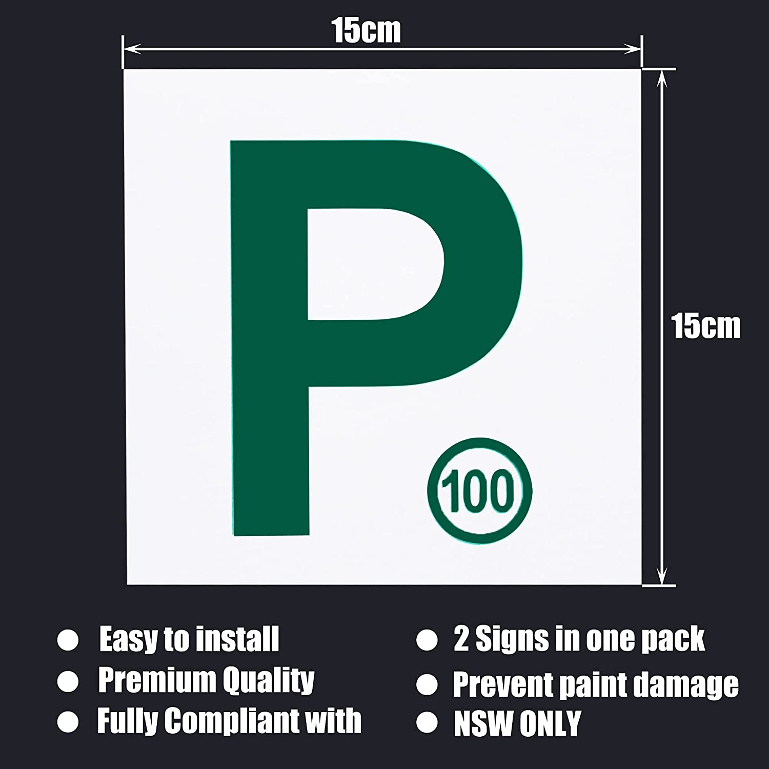 Green P Plate 2Pcs Magnetic with Speed Limit Display for NSW P Plate image number 1