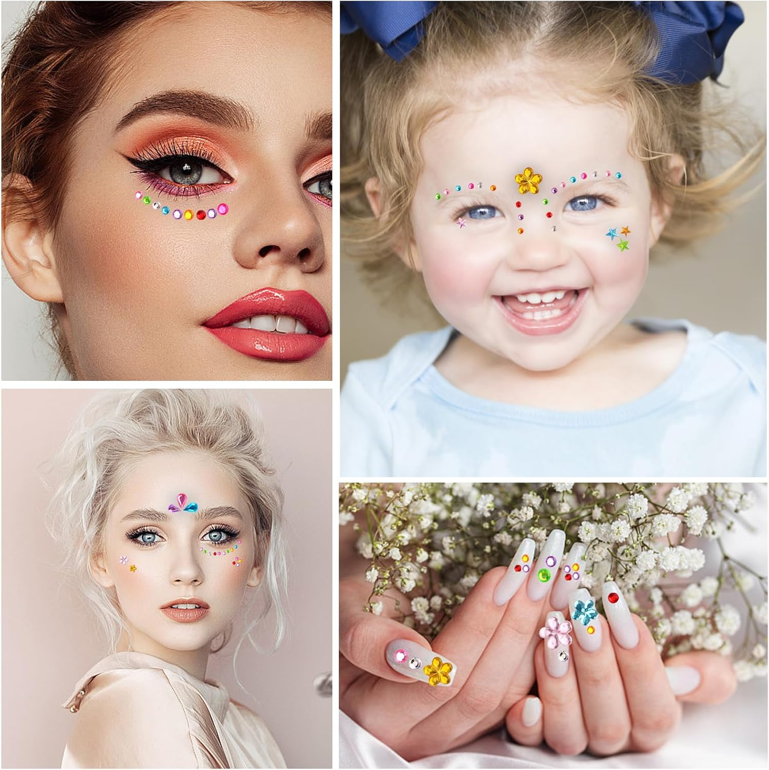 Pack of 3500 Self-Adhesive Glitter Stones, Colourful Acrylic Rhinestones, Self-Adhesive with Tweezers, Various Shapes Glitter Stones for Crafts, Glitter Stickers for Children, Photo Frame, Craft Items image number 6