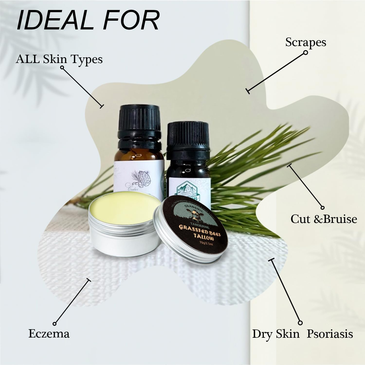 Grass Fed Beef Tallow Balm Raw Wild Honey Moisturizer | Natural Skincare | Moisturizer for Dry Skin, Face and Body Beef Tallow for Skin (70G) image number 4