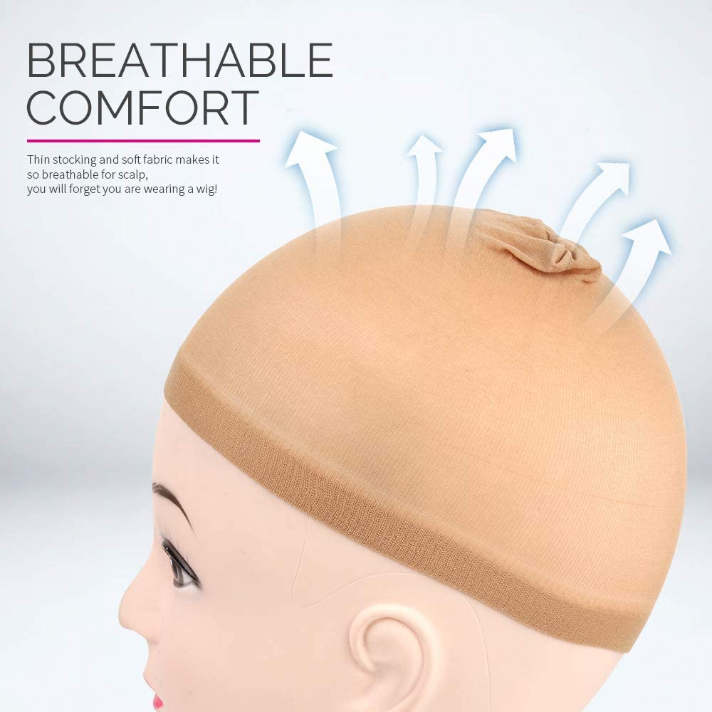 4 Pcs Stretchable Wig Caps, Breathable Nylon Stocking Non-Slip Hair Net for Secure Wig Fit image number 1