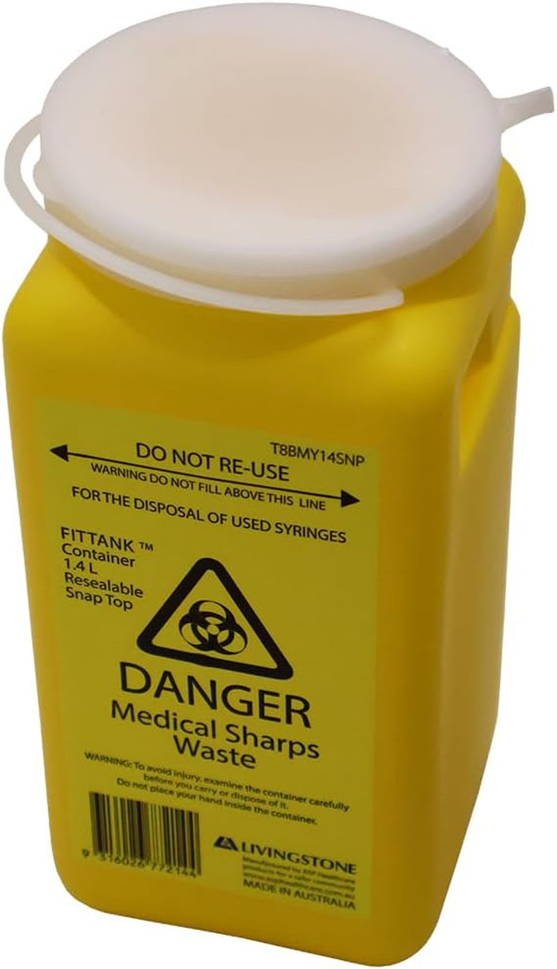 Fittank Livingstone Needles Sharps Waste Collector 1.4L