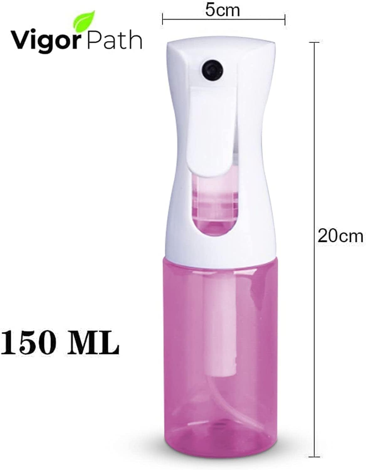VIGOR PATH Continuous Fine Mist Spray Bottle &ndash; 5Oz/150Ml Refillable Water Mister for Hair, Cleaning, Plants & Beauty (Variety Pack) - Gradient Pink image number 2