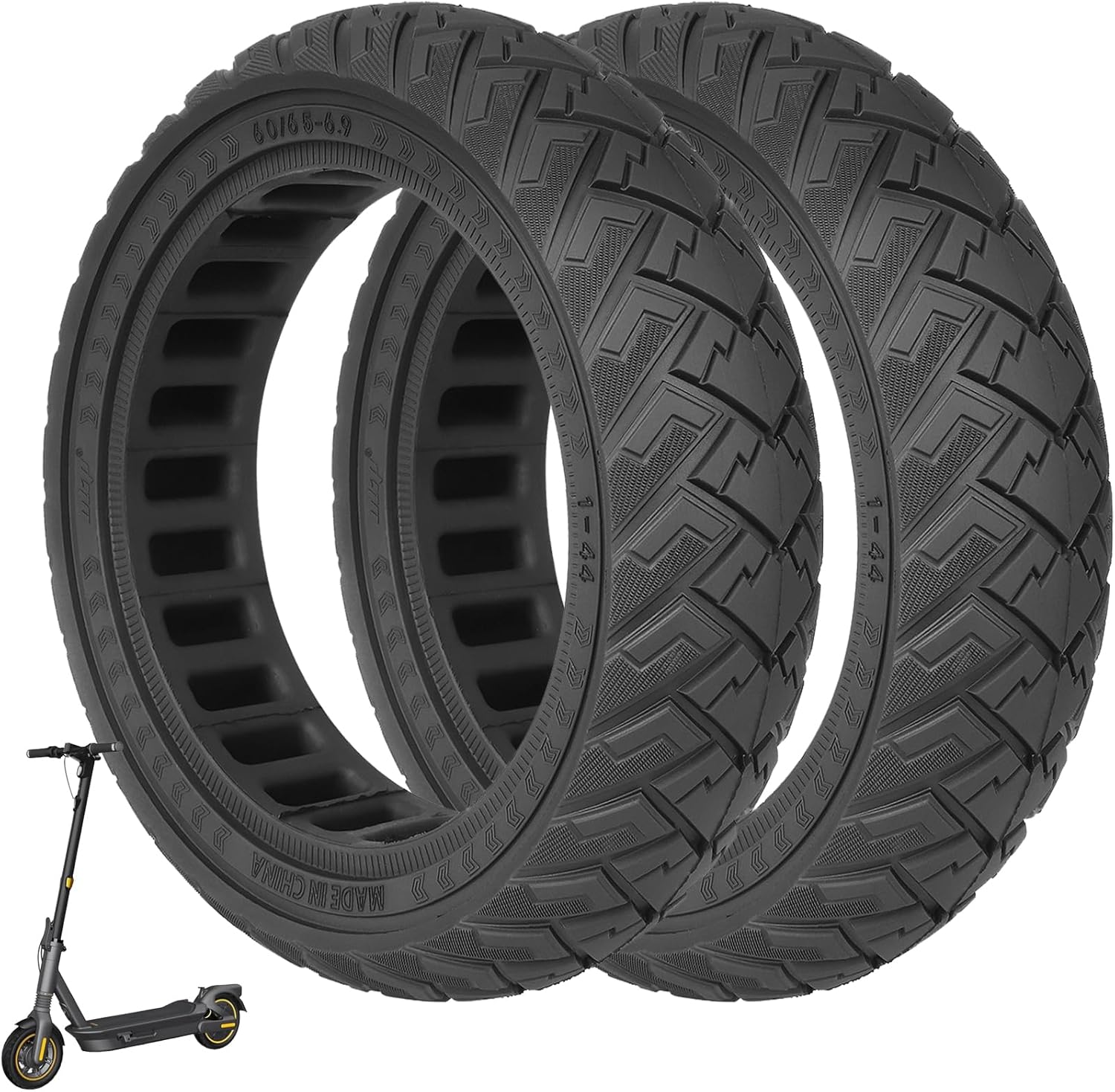 60/65-6.9 Replacement Wheels Solid Rubber Tyres 10 Inch Solid Tyres for Ninebot Max G2 G2D G2E G65 F3 F3 Pro Electric Scooter Rear Replacement Tyres Solid Tyres Non-Slip Puncture Proof (Colour