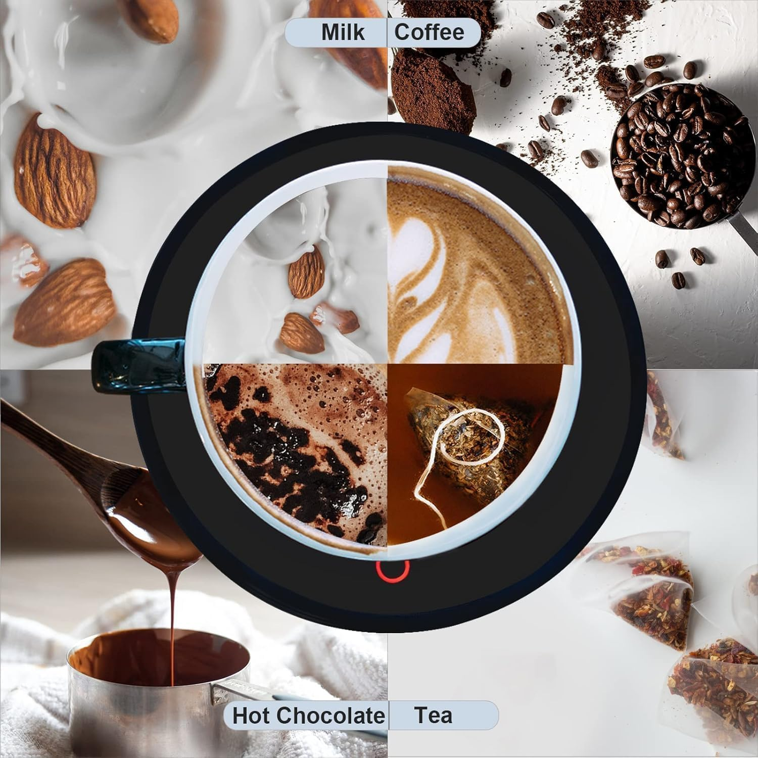 Travel Essentials USB Mug Warmer for Coffee & Tea - 3 Temp Settings Auto Shut-Off Cup Warmer Plate | Portable Desk Heater for Office Home | Compatible with Ceramic/Glass/Stainless Steel Mugs (Silver)