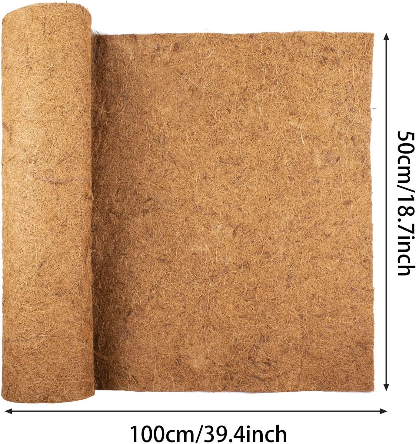 Fengaim 1M*0.5M/39.4" X 19.7" Coco Hanging Basket Liner Coconut Growing Mat Garden Plant Flowerpot Coconut Fibre Matting Liner Roll for Patio Containers Wall Troughs Reptile Carpet Lizard Cage Mat image number 1